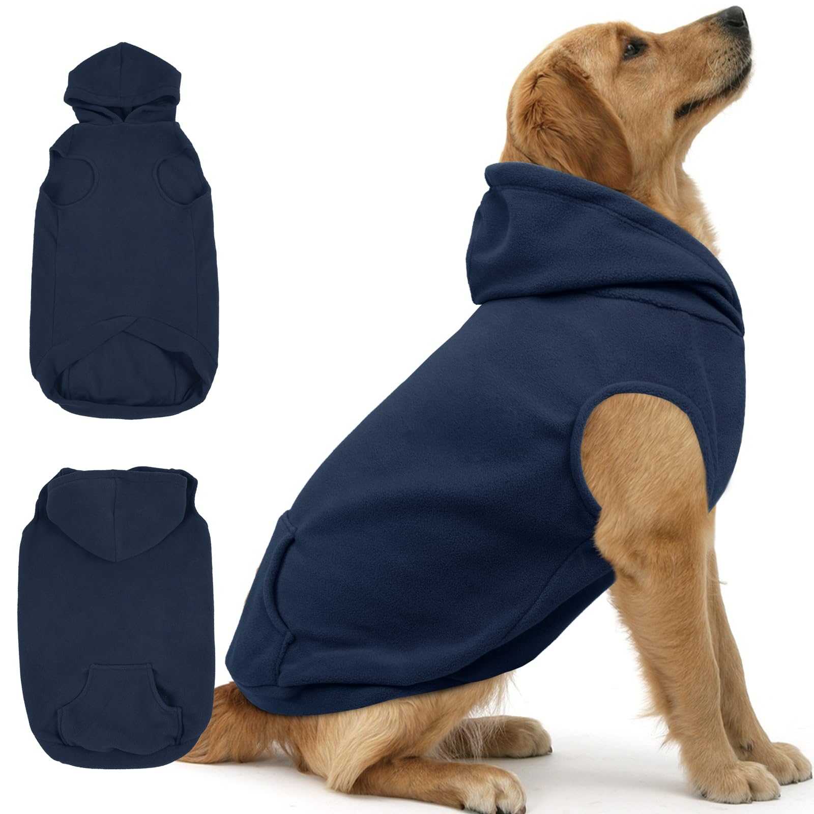 Iecoii Warm Dog Hoodie For Large Dogs,Dog Hoodie Fleece Vest With Leash Hole And Pocket,Cold Weather Hoodie For Dog Girl Boy,Ext