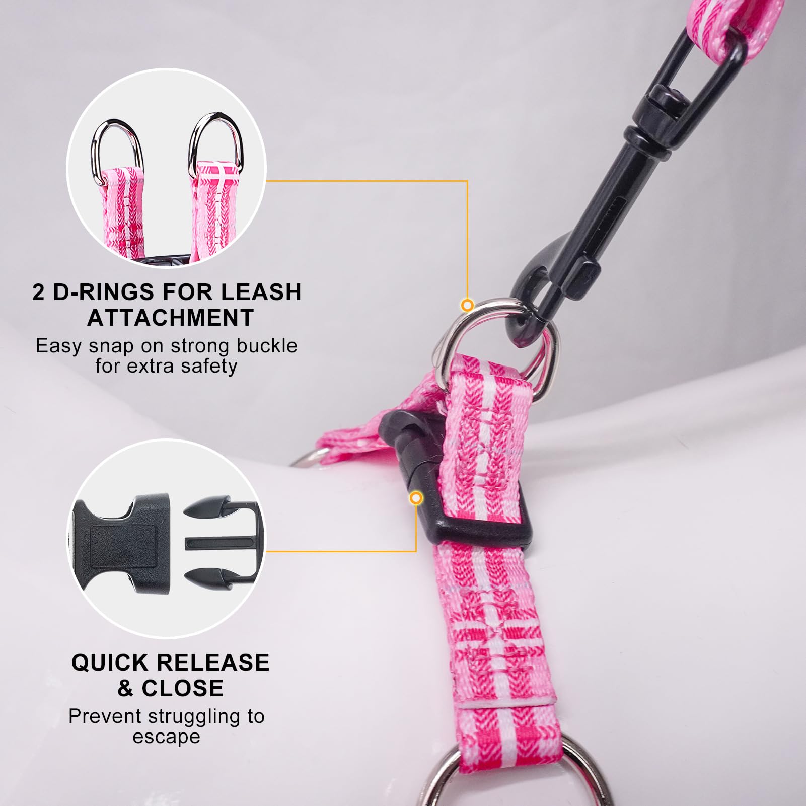 BEAUTYZOO No Pull Dog Harness and Leash Set - Adjustable Step-in Puppy Harness for Small Medium Large Dogs, Escape Proof Soft Ny