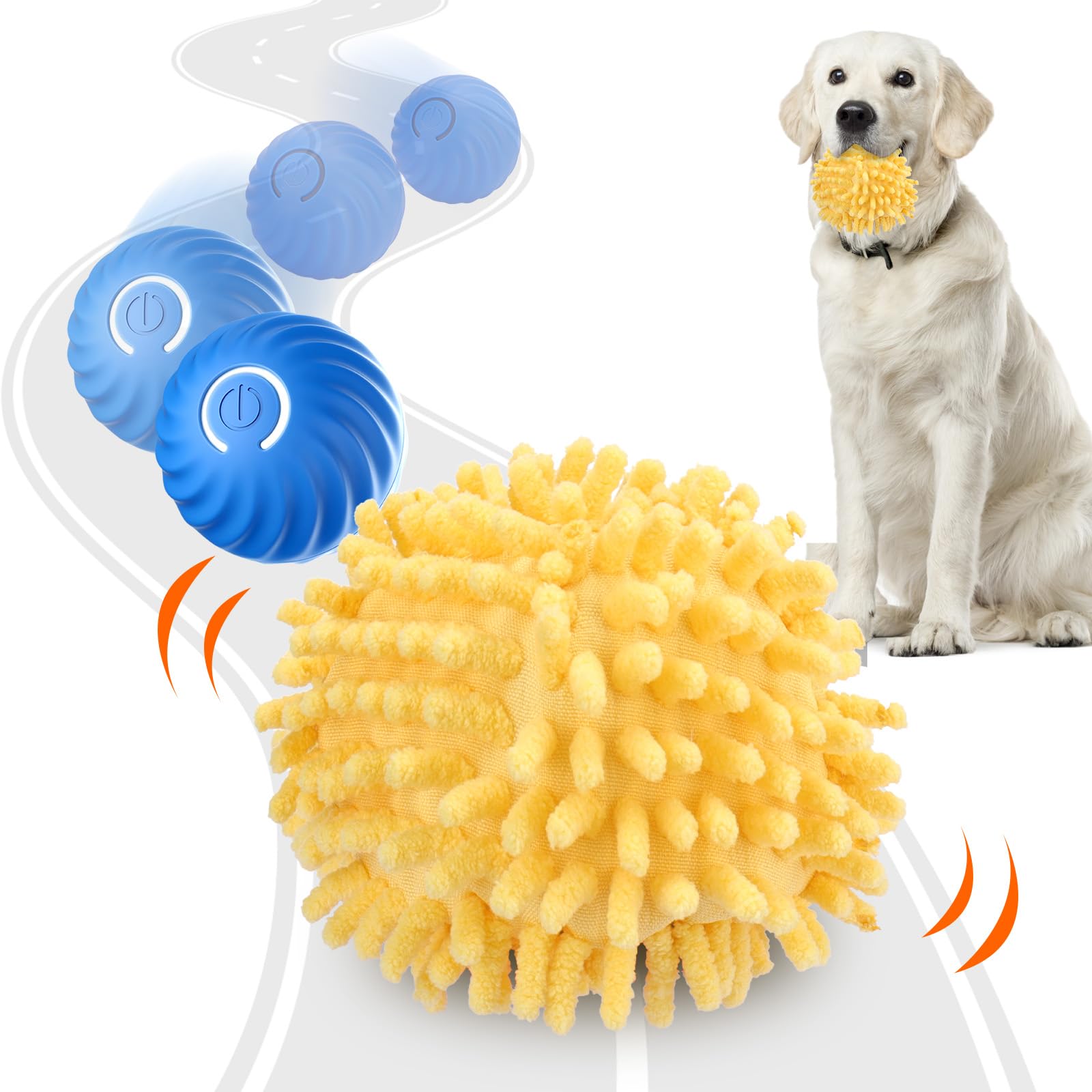 Baborui Interactive Dog Toys, Moving Dog Toy Ball With Cover, Self Rolling Dog Ball For Small/Medium/Large Dogs, Automatic Dog T