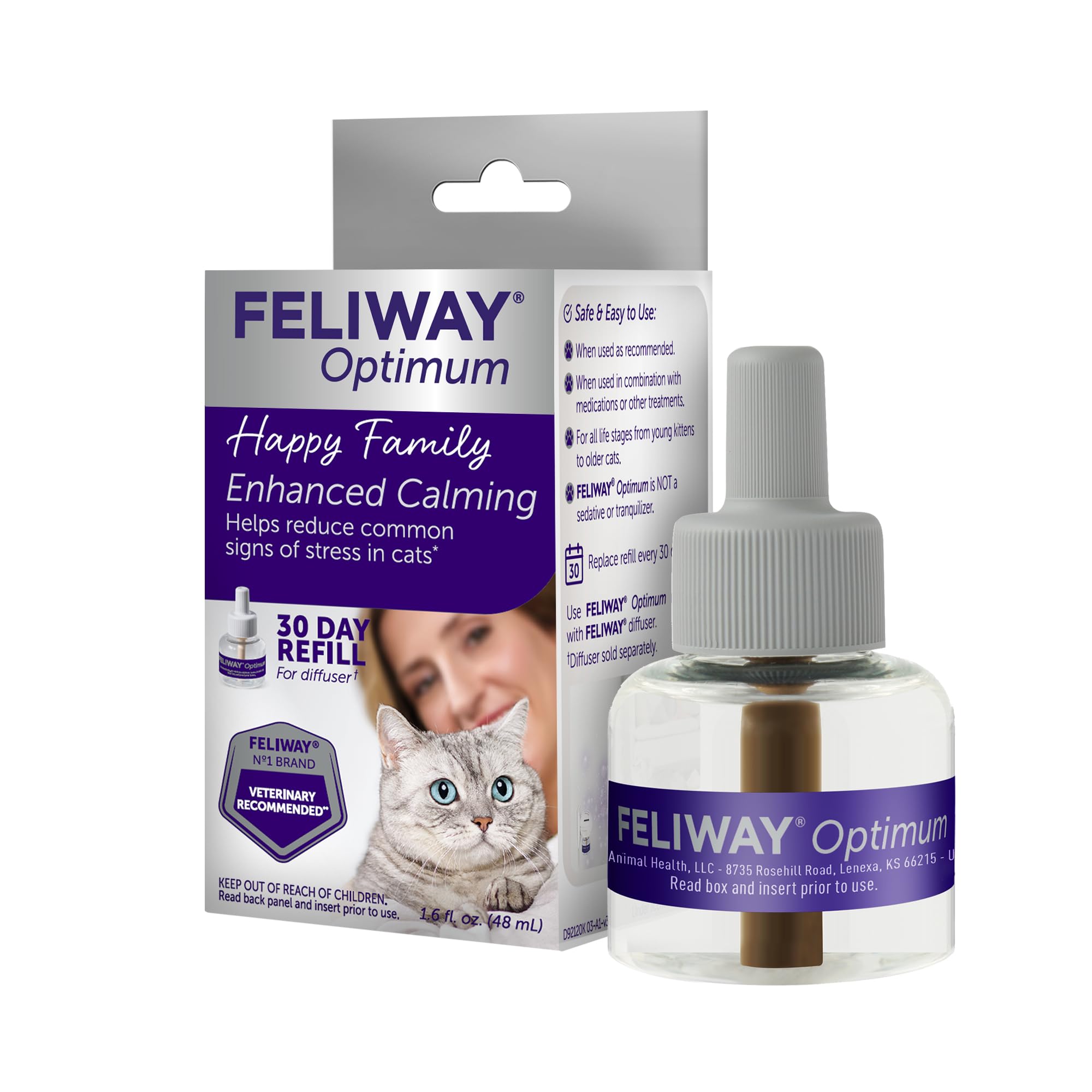 FELIWAY Optimum, Enhanced Calming Pheromone 30-day Refill - 1 Pack, Translucent
