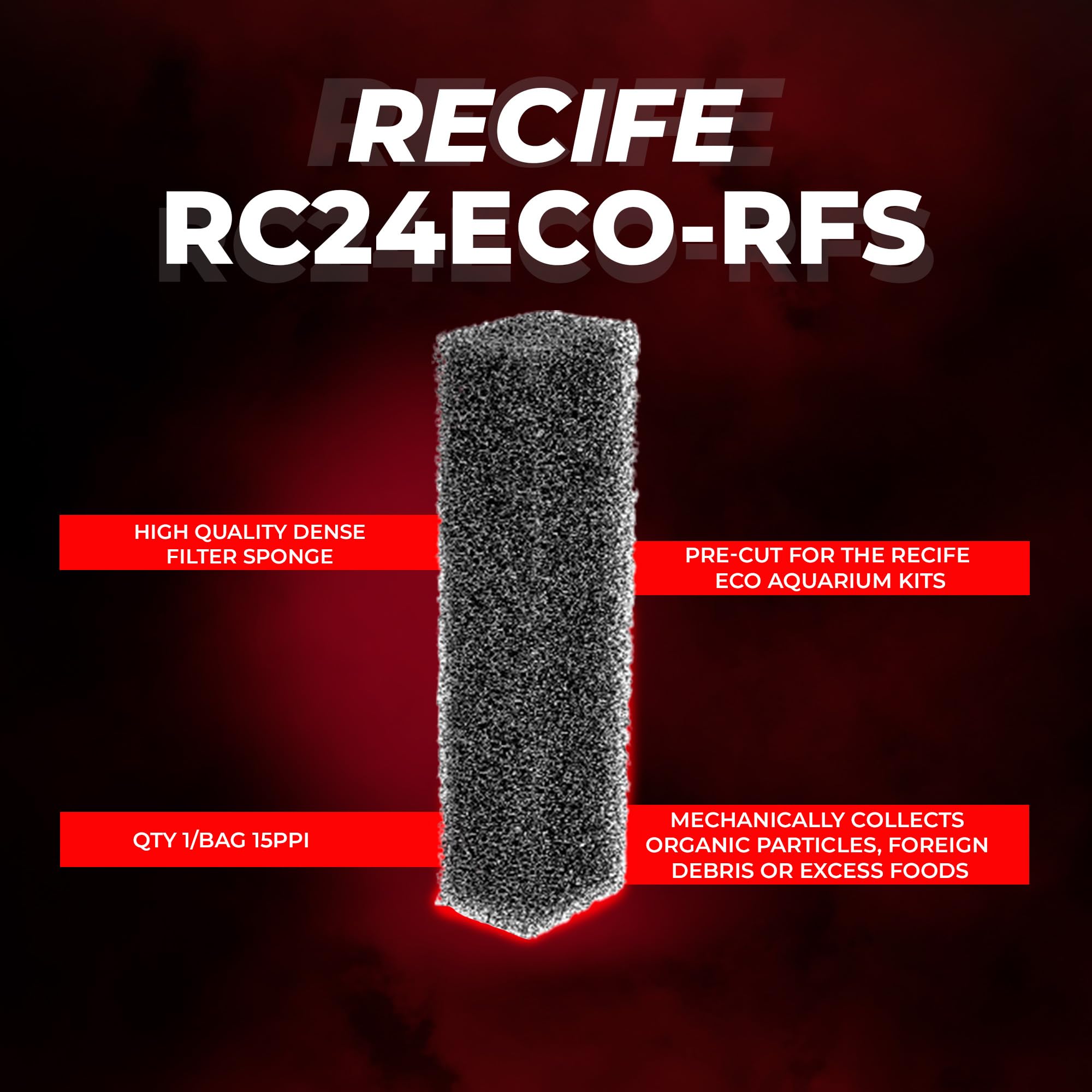 Aquatop Recife Eco Series Replacement Filter Sponge - 24 & 40 Gal - High-Efficiency Aquarium Filter Foam - Easy to Install and M