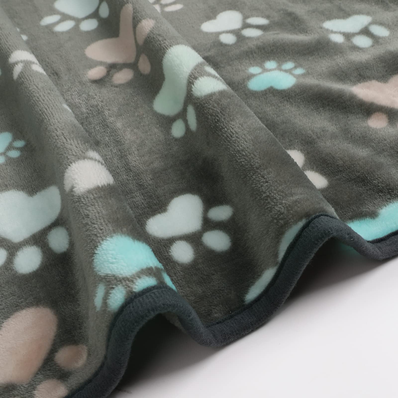 Luciphia 1 Pack 3 Blankets Fluffy Premium Fleece Pet Blanket Flannel Paw Printed Throw For Dog Cat(Small 23X16'', Grey/Brown/Blu