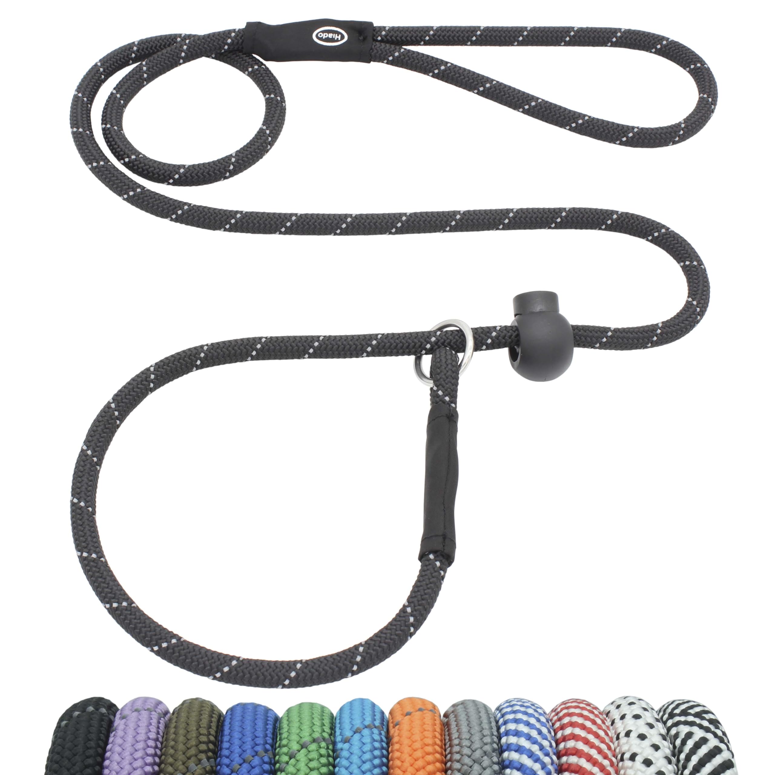 Hiado Slip Lead Dog Leash Reflective With Stopper Loop Rope Training No Pull For Small Medium Large Dogs 7Ft Black
