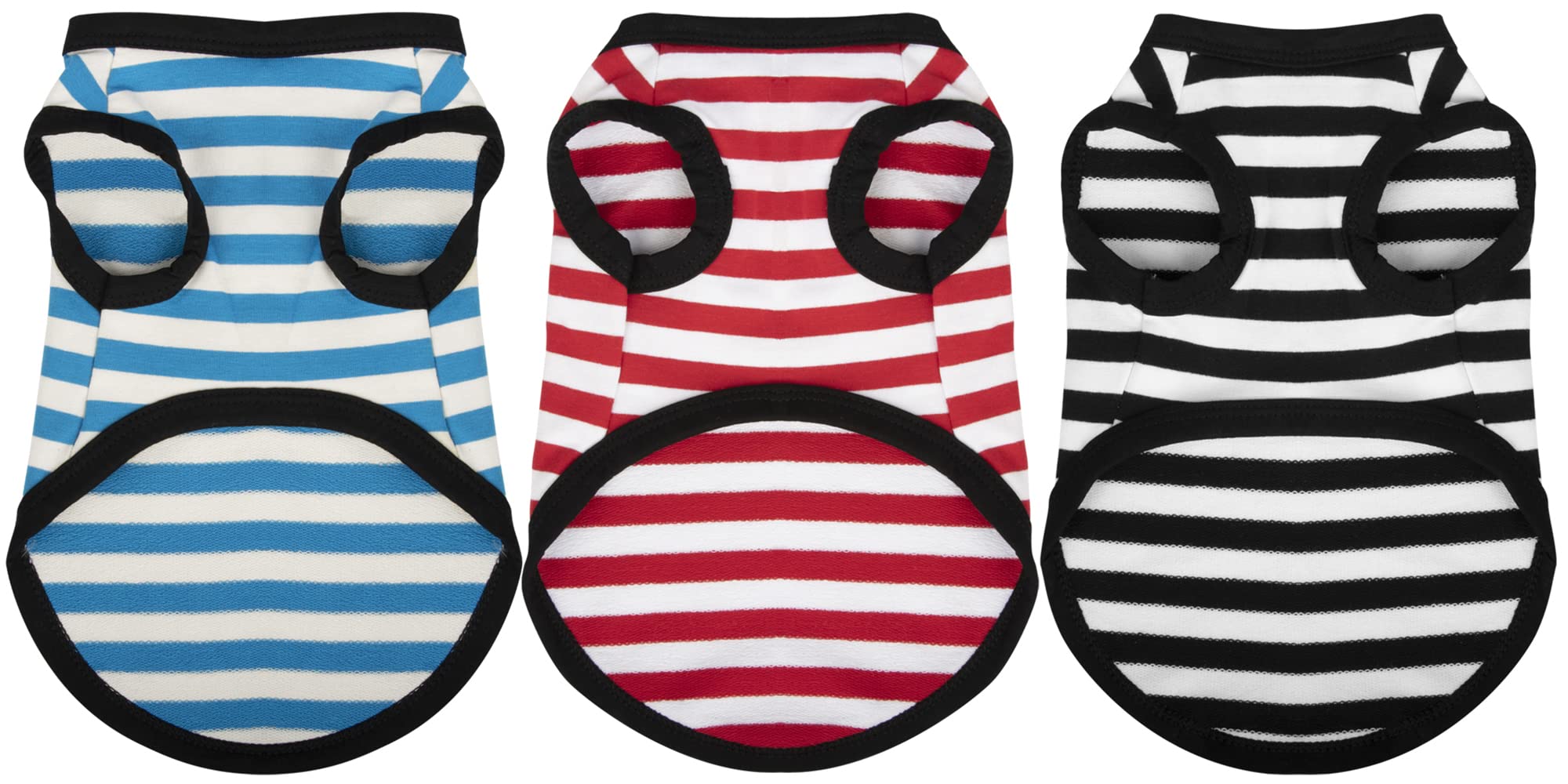 Paiaite 3-Piece Dog Striped Shirt Set - Light Color Cotton Sleeveless Tank Top - Breathable Pet Apparel - Small To Medium Dogs -
