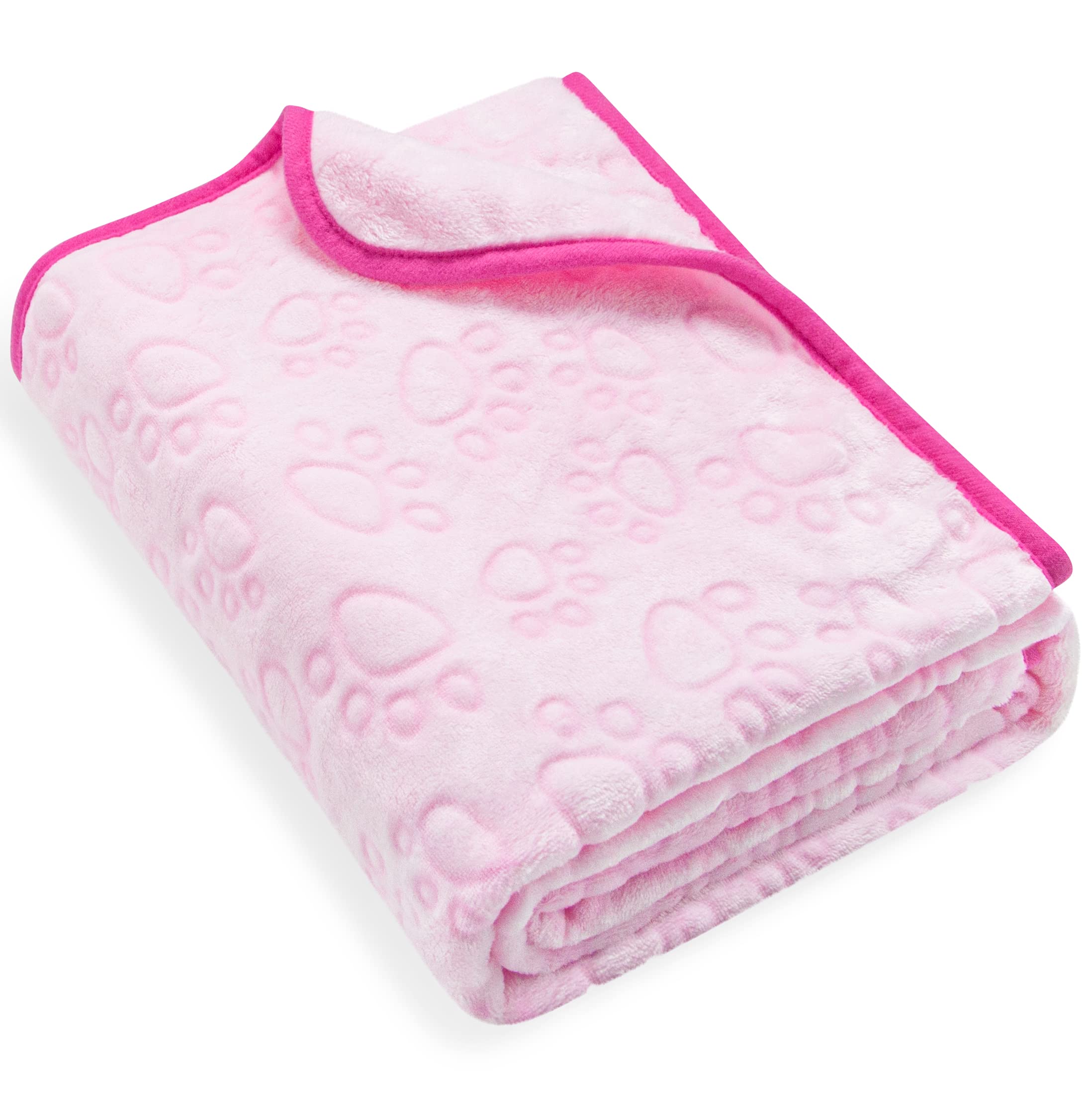 Stuffed Premium Soft Cat Blanket, With Flannel Pink Cute Paw Print, 40 * 32 Inches