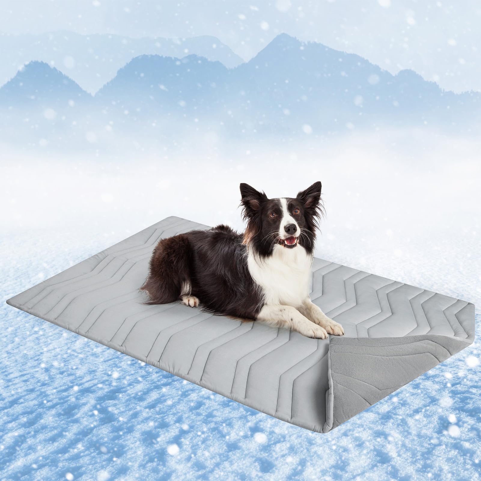 Scenereal Dog Cooling Mat, Reversible Self-Cooling Dog Pad (Cool & Warm), 48X28 Thicken Ice Cool Mat For Crate Kennel Sofa I