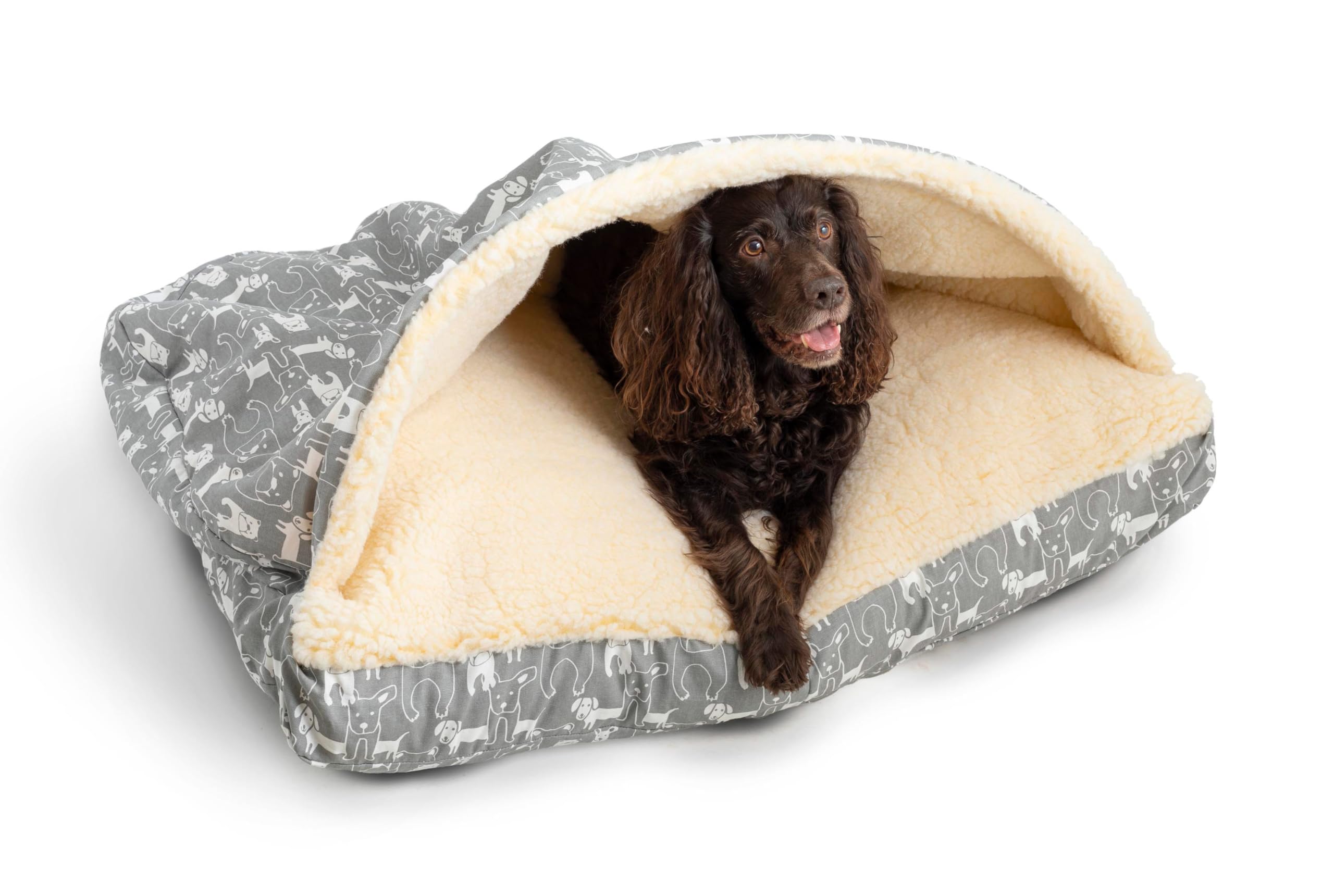Snoozer Pet Products Luxury Rectangle Cozy Cave, Wag Collection, Large, Pedigree Storm