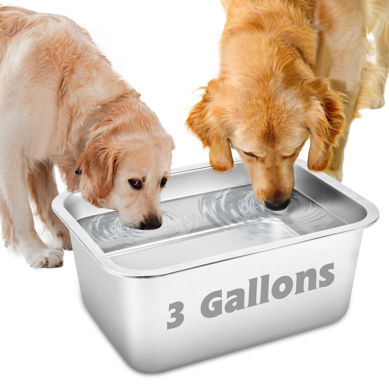 YUEPET 3 Gallons Stainless Steel Dog Water Bowls, Extra Large Metal Dog Food and Water Bowl Large Capacity Pet Water Bowl for In