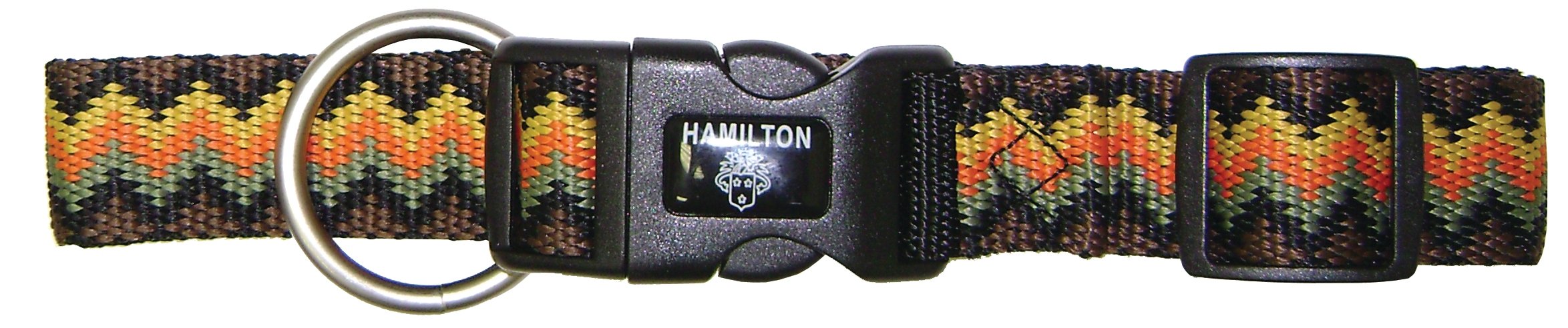 Hamilton 5/8-Inch Adjustable Dog Collar, Small, Fits 12-Inch By 18-Inch With Brushed Hardware Ring, Earthtone Weave