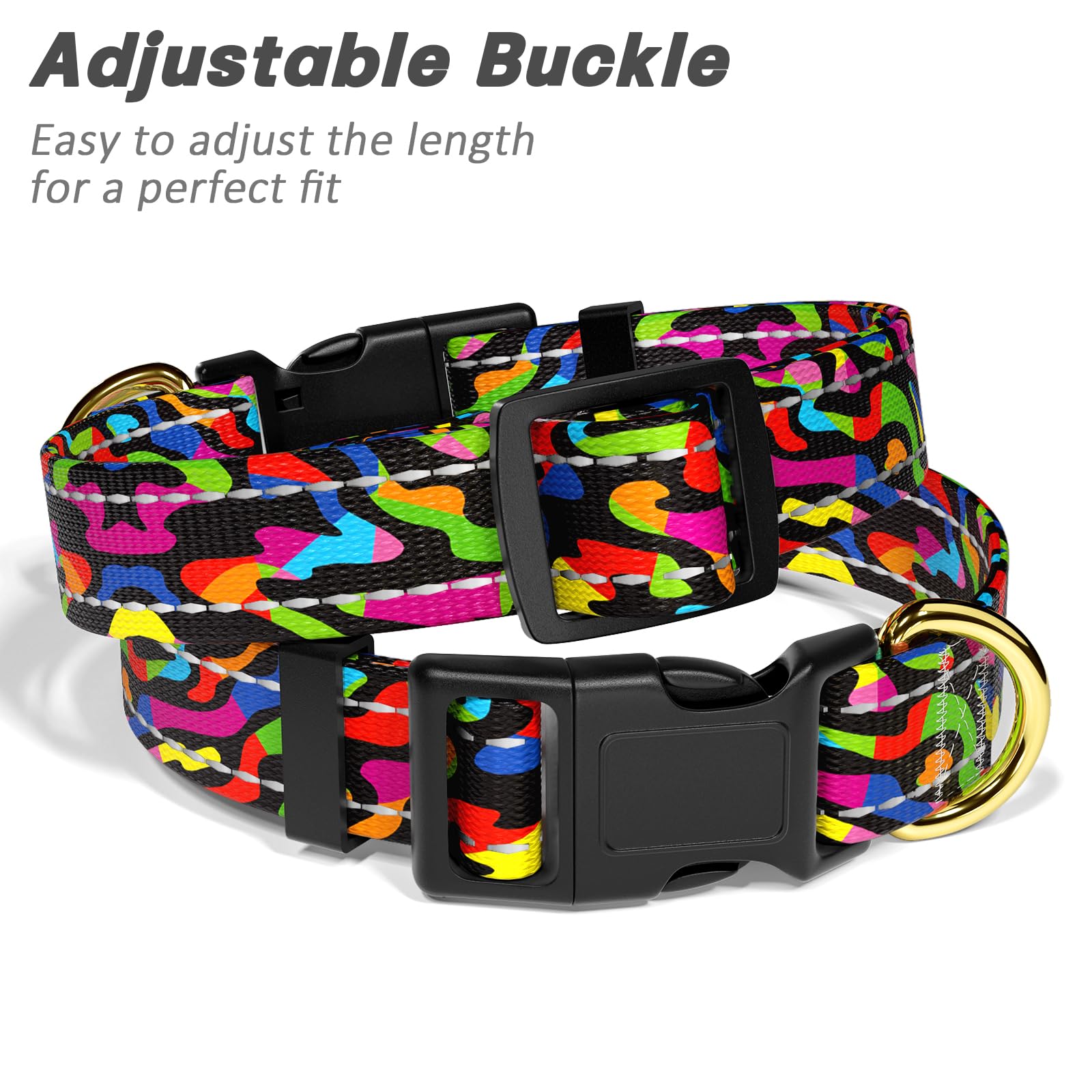 Tmoodel Reflective Dog Collar For Medium Dogs, Cute Boho Adjustable Heavy-Duty Nylon Puppy Collar For Boy And Girl Female, Soft