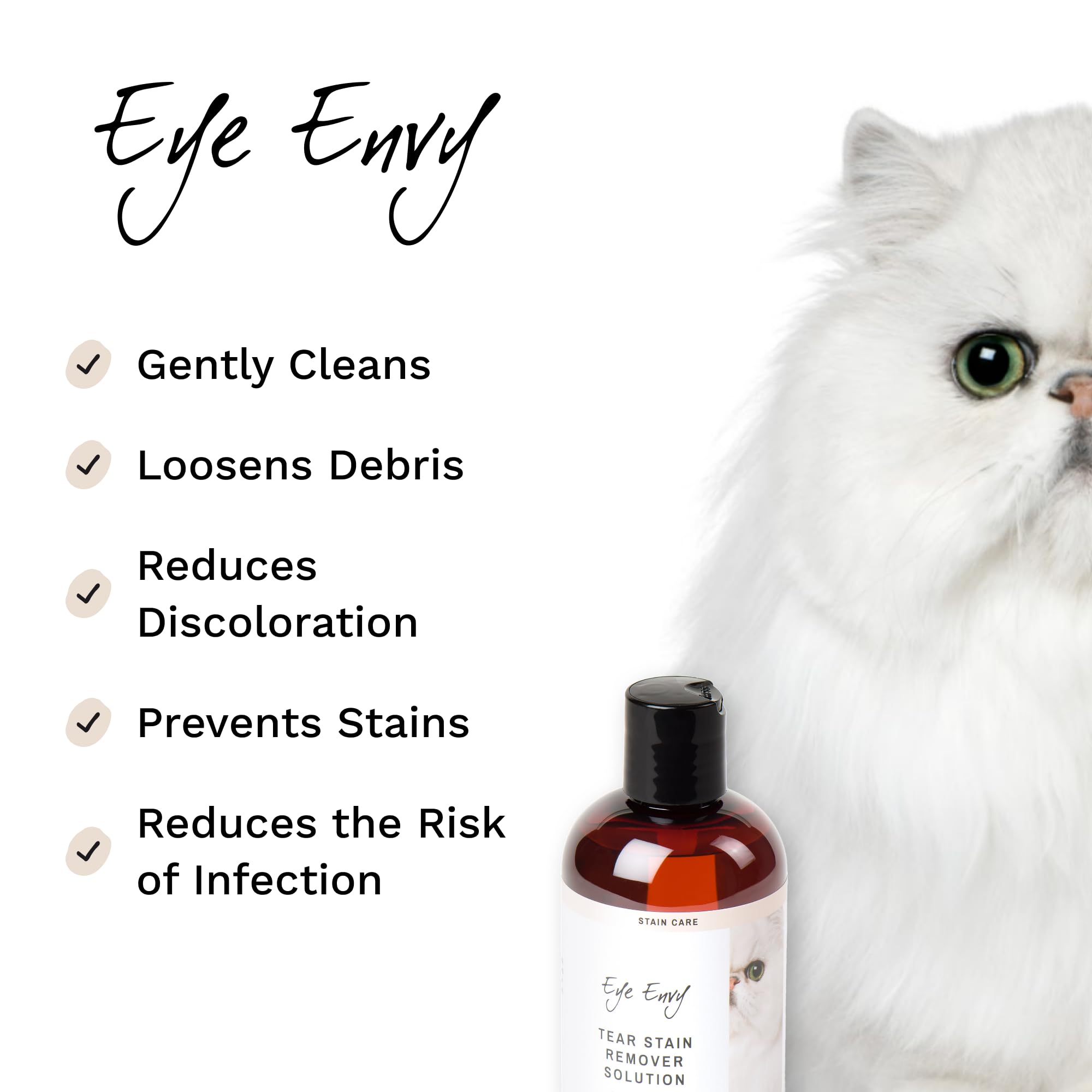 Eye Envy Tear Stain Remover Solution for Cats|100% Natural and Safe|Recommended by Breeders/vets/cat fanciers/Groomers|Contains