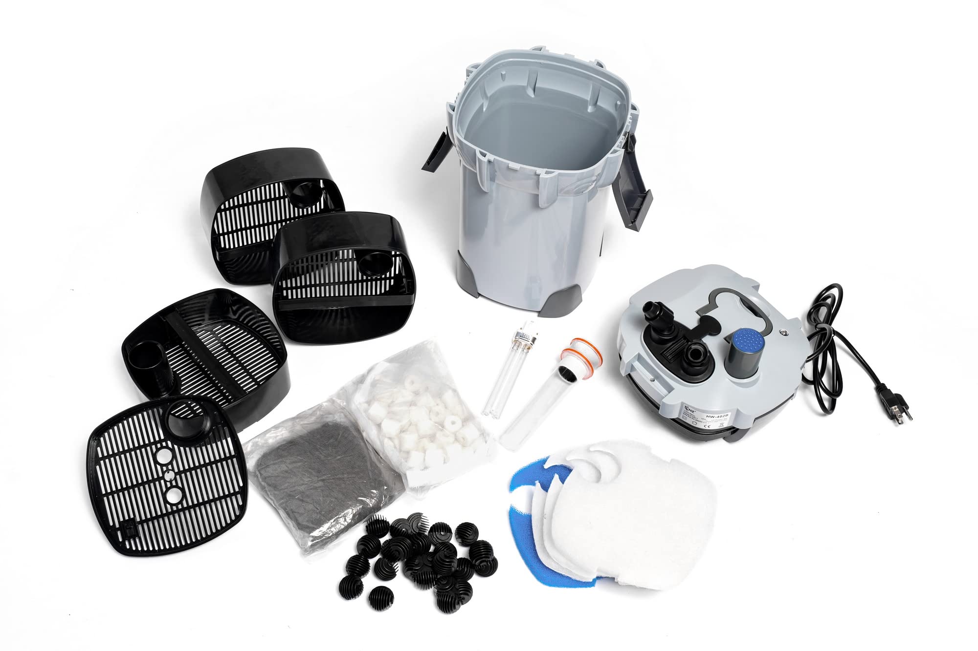 Cnz Hw-404B 525Gph Canister Aquarium Filter With Built-In 9W Sterilizer