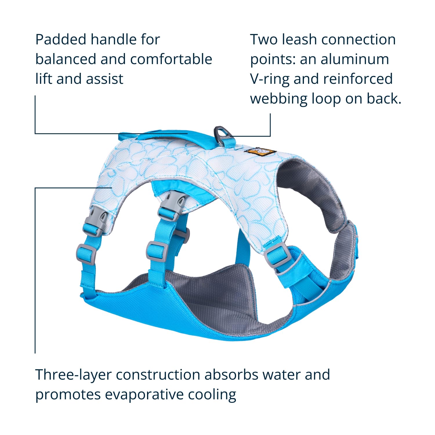 Ruffwear, Swamp Cooler Dog Harness, Lightweight With Evaporative Cooling For Hot Weather, Biolumin Blue, X-Small