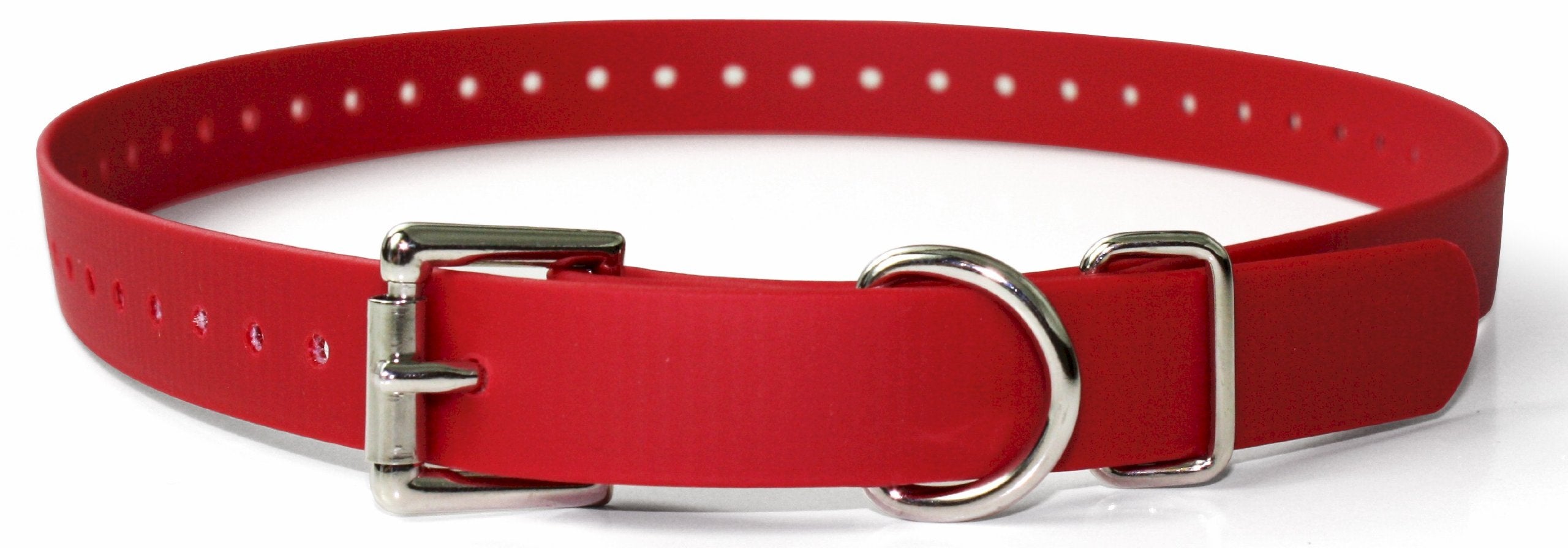 Educator Biothane Dog Collar, Waterproof, Odorproof, Metal Buckle And D Ring, Adjustable For Custom Fit, Cool And Comfortable, For Small, Medium, Or Large Dogs, 1-Inch, Red