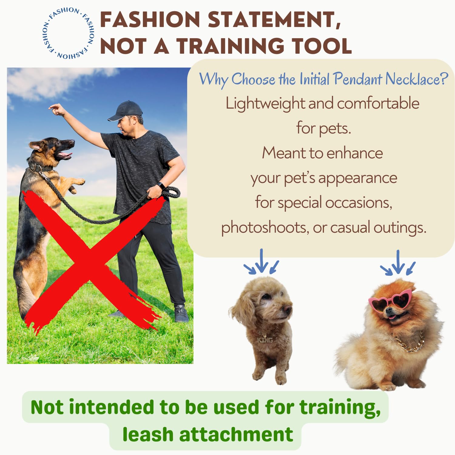 BA UNIQUE FASHION Initial Letter Cuban Chain Dog Chain 24" - Stylish Pet Necklace for Dogs, Cats, and Puppies in Size S