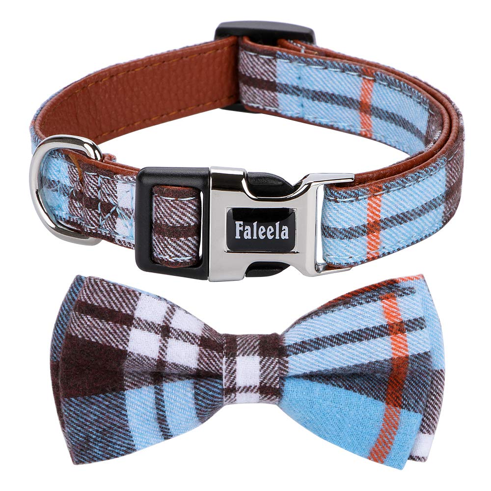 Faleela Soft &Comfy Bowtie Dog Collar,Detachable And Adjustable Bow Tie Collar,For Small Medium Large Pet (L, Blue)