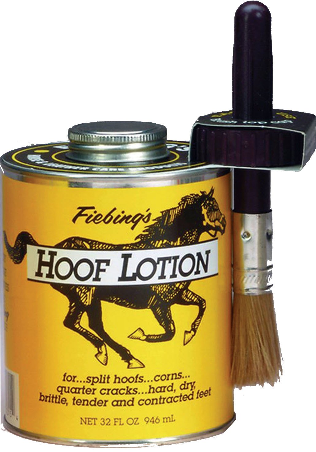 Fiebing's Hoof Lotion for Horses with Applicator Brush (32 oz) - Contains Cod Liver Oil, Neatsfoot Oil, Pine Tar to Prevent Crac