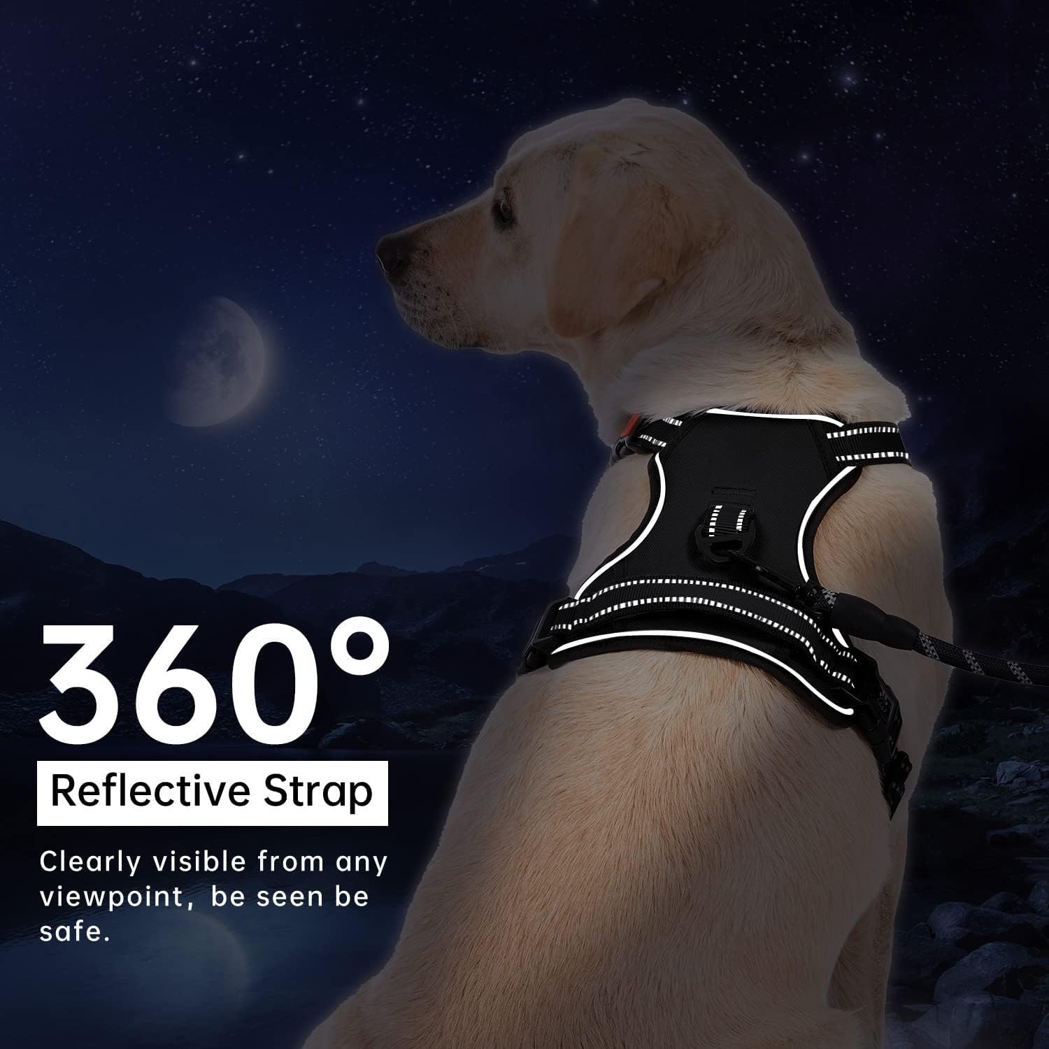 Gavpepy No Pull Dog Harness, Reflective Comfortable Vest Harness With Front & Back Easy Control Handle Adjustable Soft Padded Pe