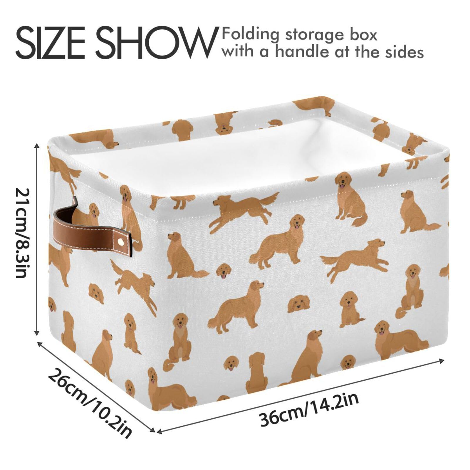 Wamika Golden Retriever Dog Storage Basket Fabric Pet Toys Baskets Cute Puppy Dogs Open Home Storage Bins Boxes Foldable Organiz