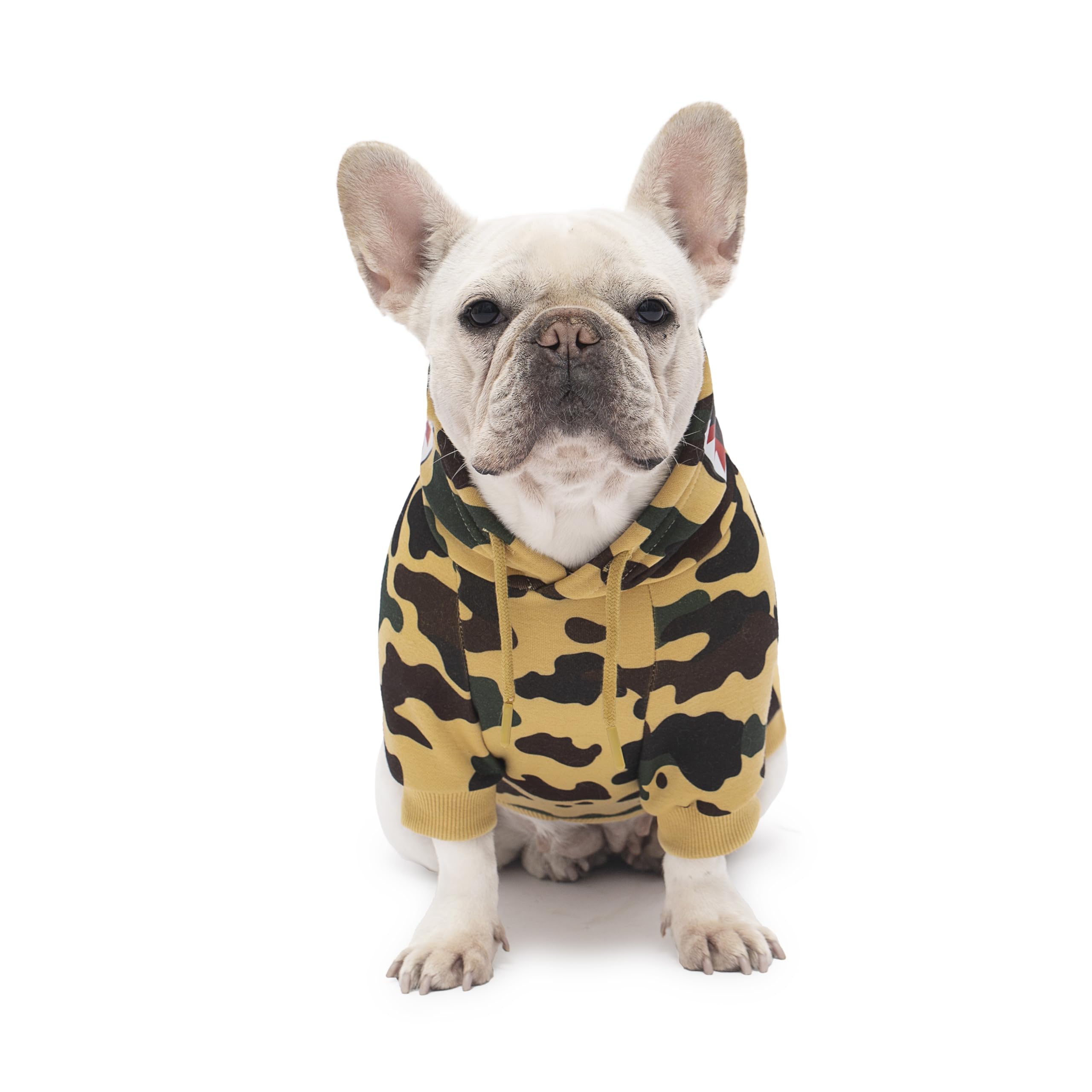 Camo Dog Hoodie Dog Clothes Extra Warm Fleece Lining Stretchy Fit for Small Medium Large Dogs ((Yellow, X-Large))