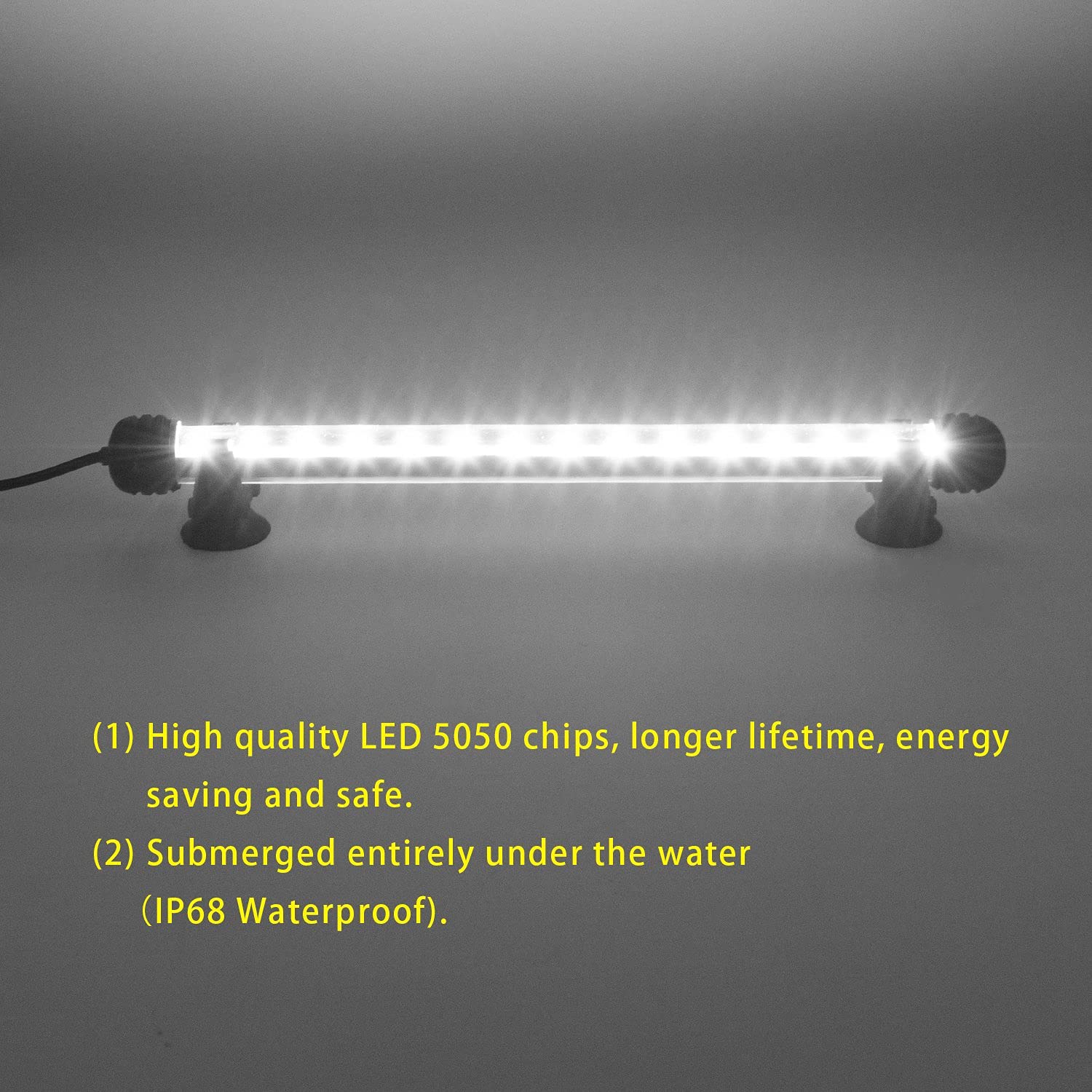 S Smiful Led Aquarium Light, White Fish Tank Light Underwater Submersible Bright Ip68 Waterproof Crystal Glass Leds Lights Strip