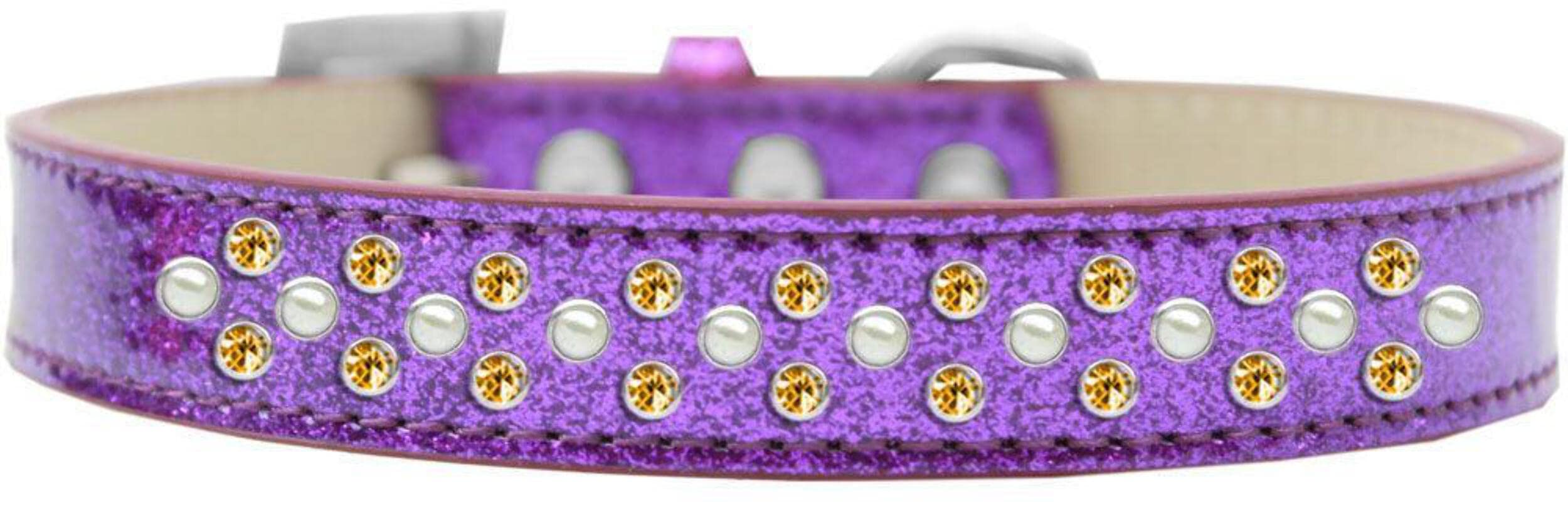Mirage Pet Products Sprinkles Ice Cream Dog Collar with Pearl and Yellow Crystals, Size 18, Emerald Green