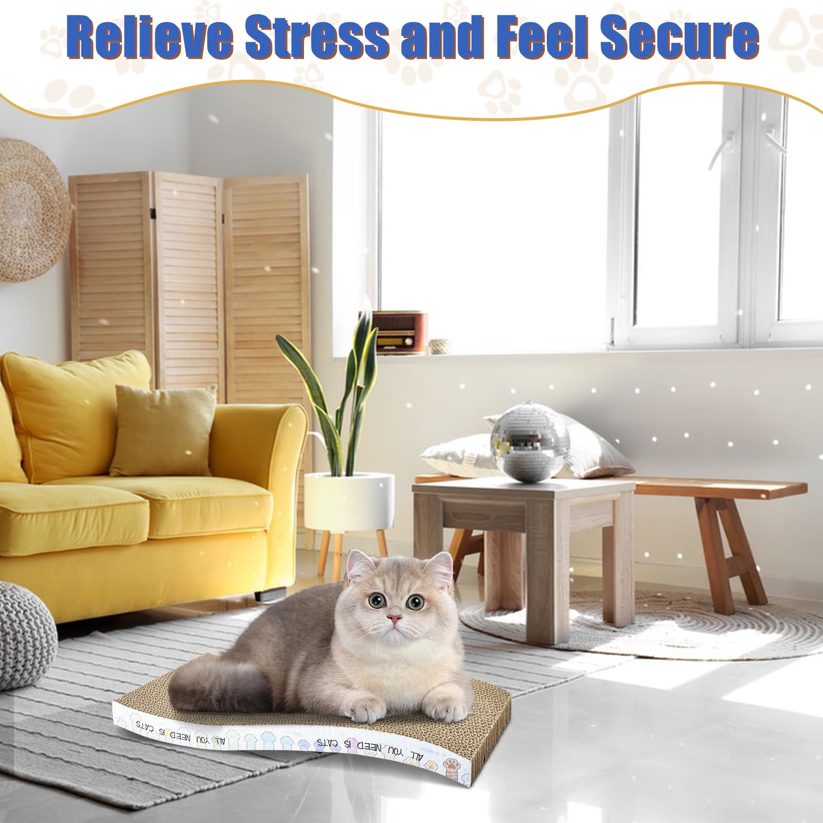 Cat Scratching Board 3 Pack Cat Scratching Pad With Catnip Double-Sided Pad With Premium Scratch Textures Design Curved Cat Scra
