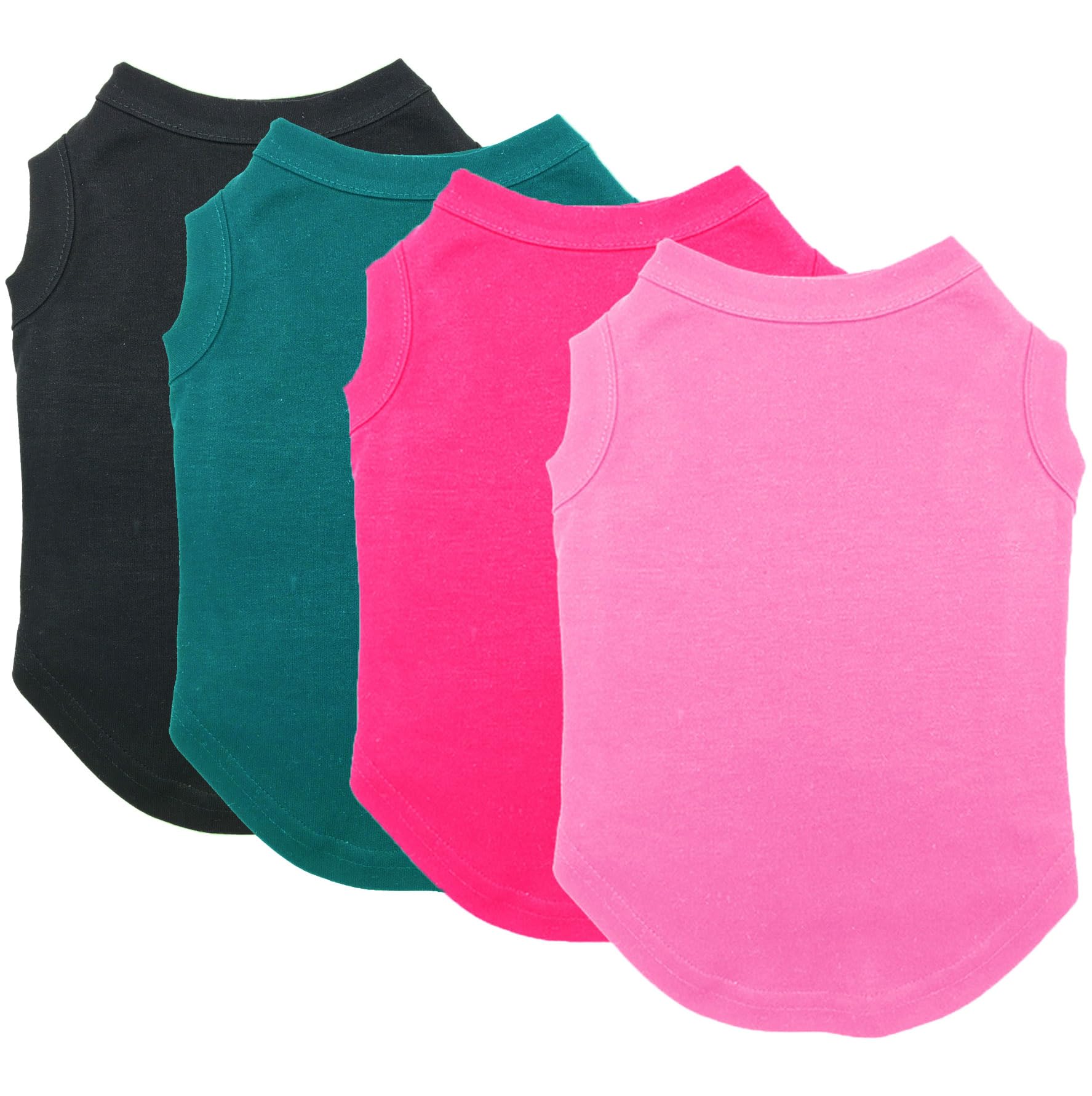 Chol&Vivi Plain Dog Shirt, 4Pcs Blank Cotton Shirts Fit For Extra Small To Extra Large Size Dogs, Sleeveless Apparel Soft And Li