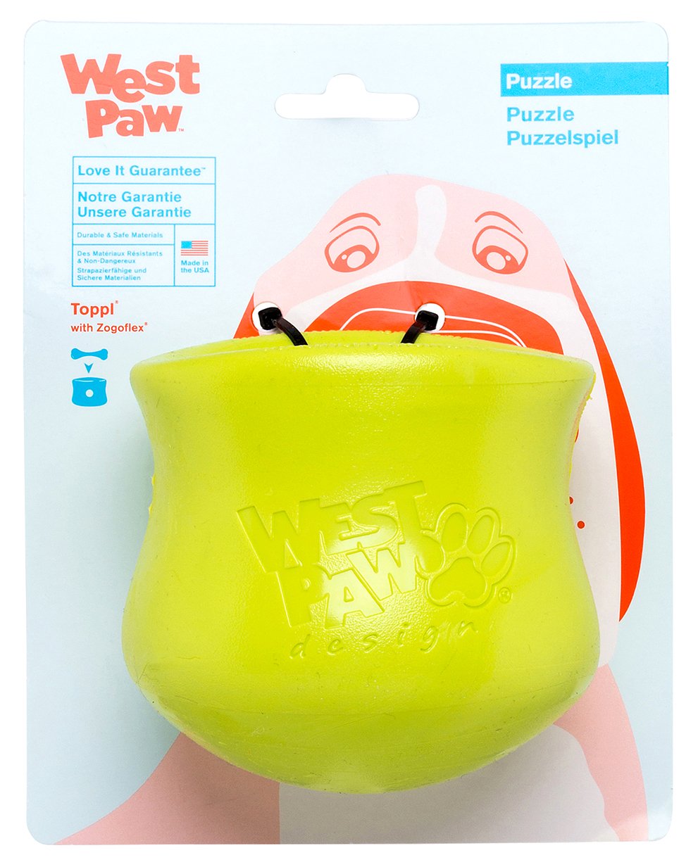 WEST PAW Zogoflex Toppl Interactive Treat Dispensing Dog Puzzle Play Toy, 100% Guaranteed Tough, It Floats!, Made in USA, Large,