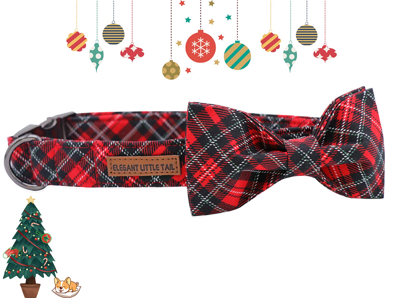 Elegant Little Tail Dog Collar With Bow, Soft And Comfy Bowtie Christmas Dog Collar, Adjustable Pet Gift Collars For X-Large Dogs