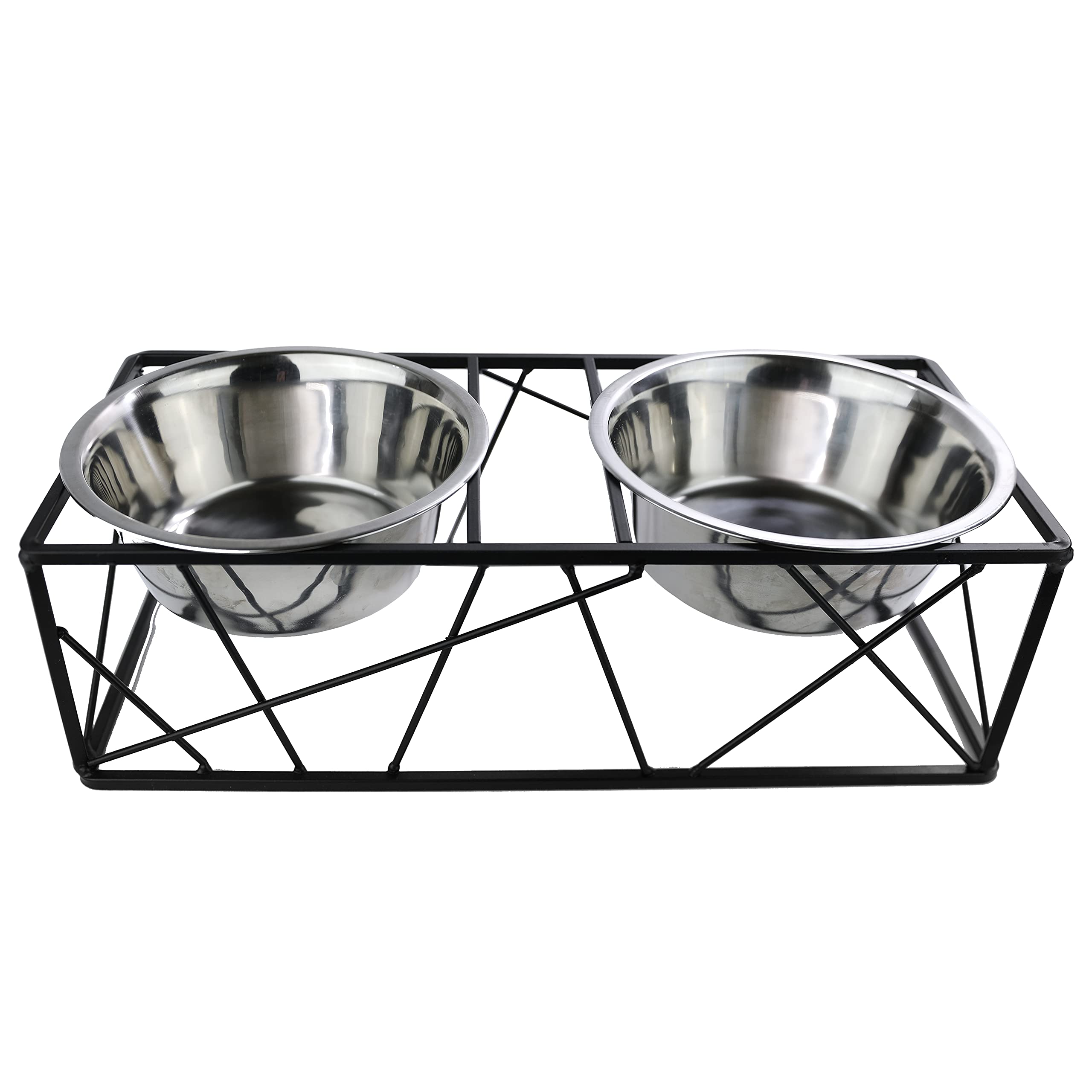 Barkley & Evans Elevated Double Pet Feeder, Removable Stainless Steel Bowls On Metal Stand, Raised Feeding Station For Pets, Dog