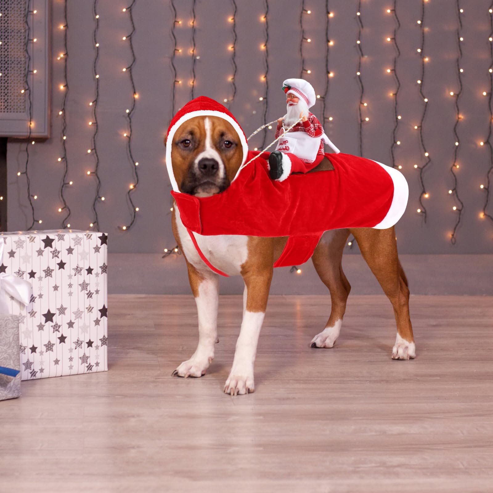 Bwogue Santa Dog Costume Christmas Pet Clothes Santa Claus Riding Pet Cosplay Costumes Party Dressing Up Dogs Cats Outfit For Sm