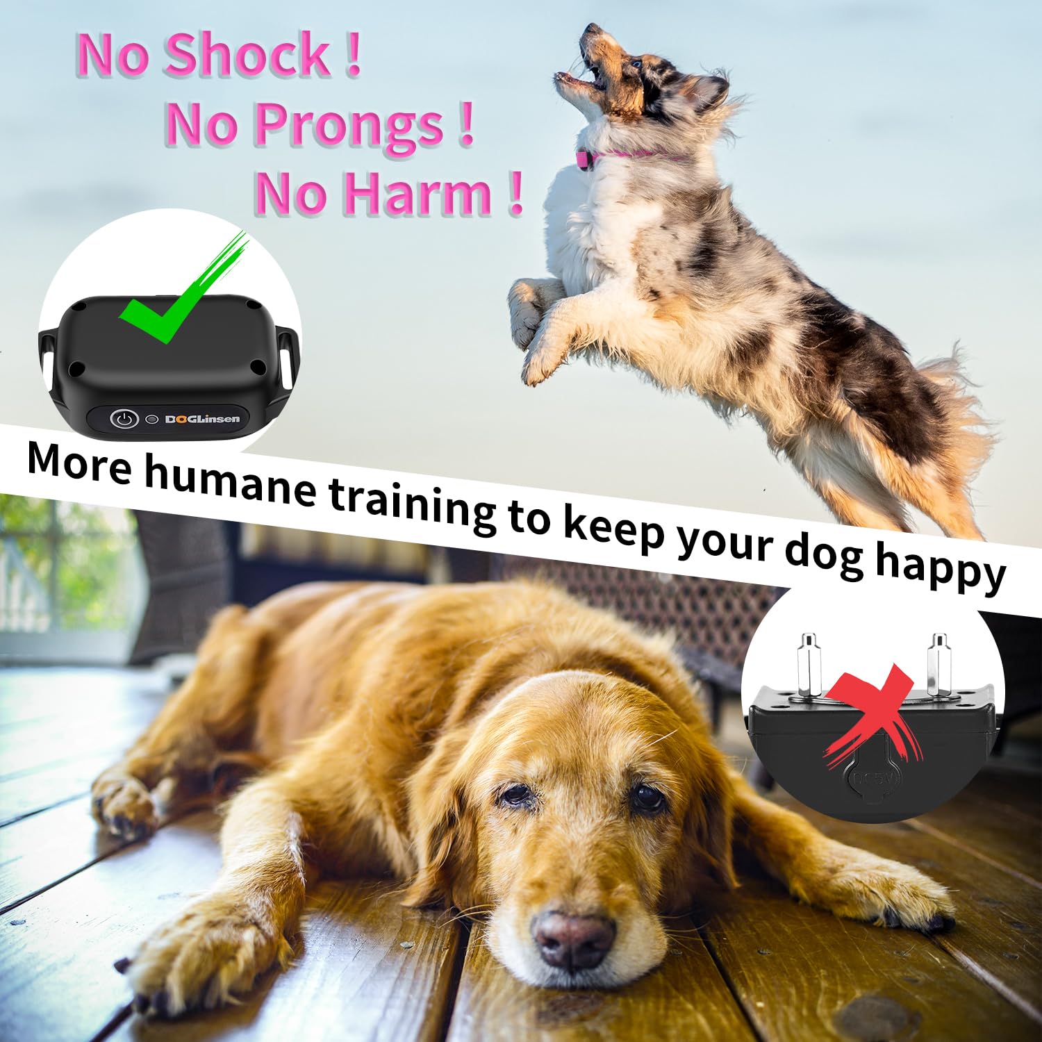 Doglinsen No Shock Dog Training Collar With Remote 3300Ft Range, Vibrating Dog Collar, Vibration Collar For Small Medium Large D