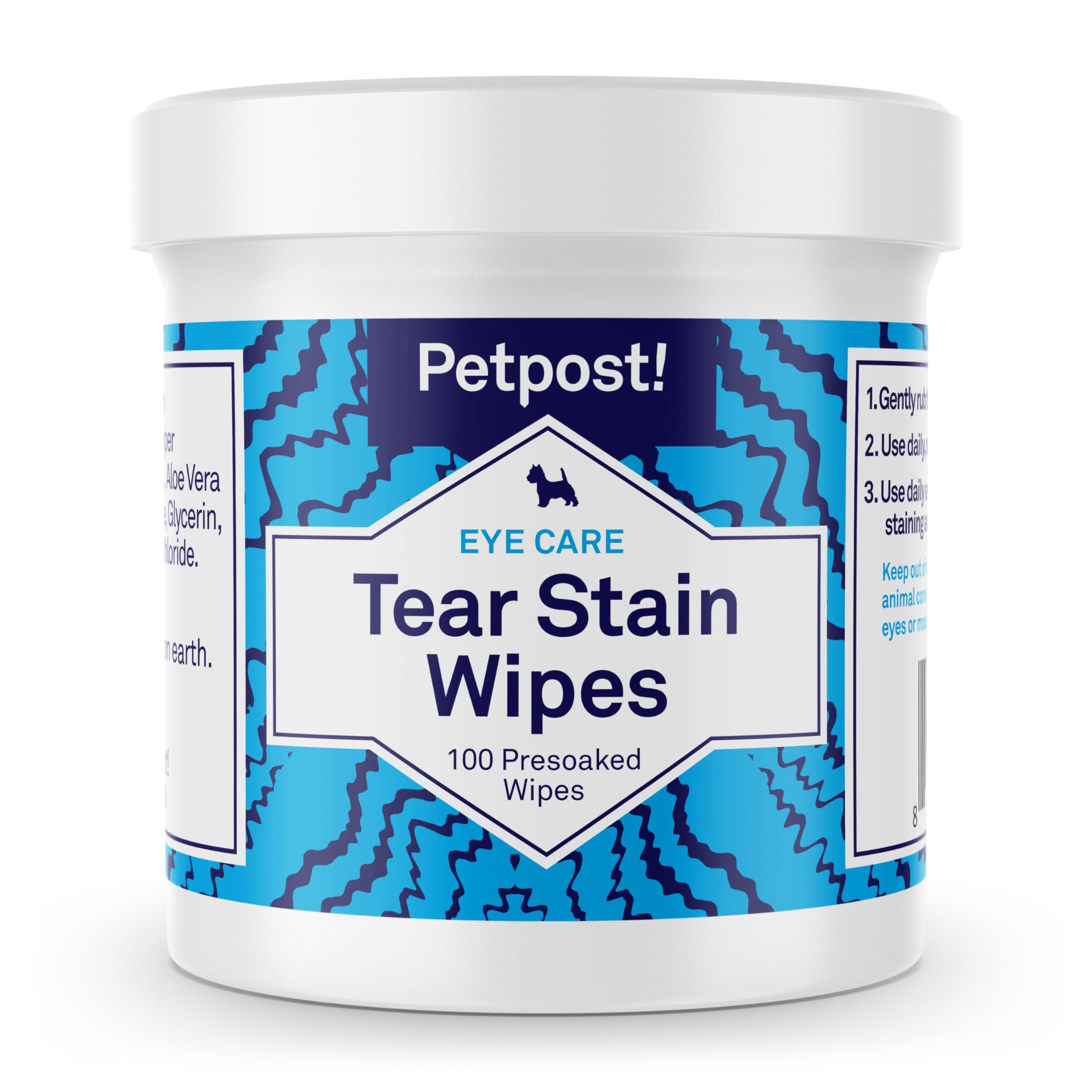 Petpost Tear Stain Remover Wipes for Dogs | 100 Count Gentle Eye Wipes with Juniper Berry & Coconut | Dog Face Wipes for Tear St