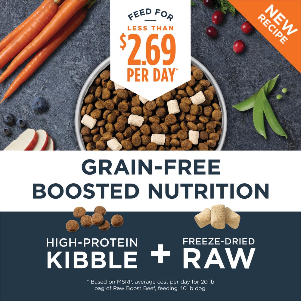 Instinct Raw Boost, Natural Dry Dog Food with Freeze Dried Pieces, High Protein, Grain Free Recipe - Real Beef, 3.5 lb. Bag
