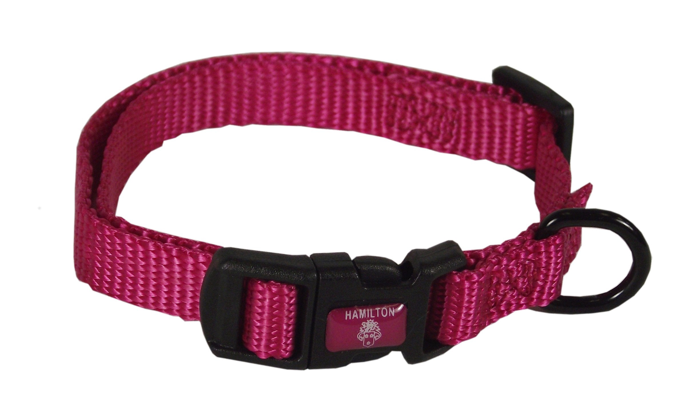 Hamilton Adjustable Nylon Dog Collar, Raspberry, 3/8'' x 7-12''