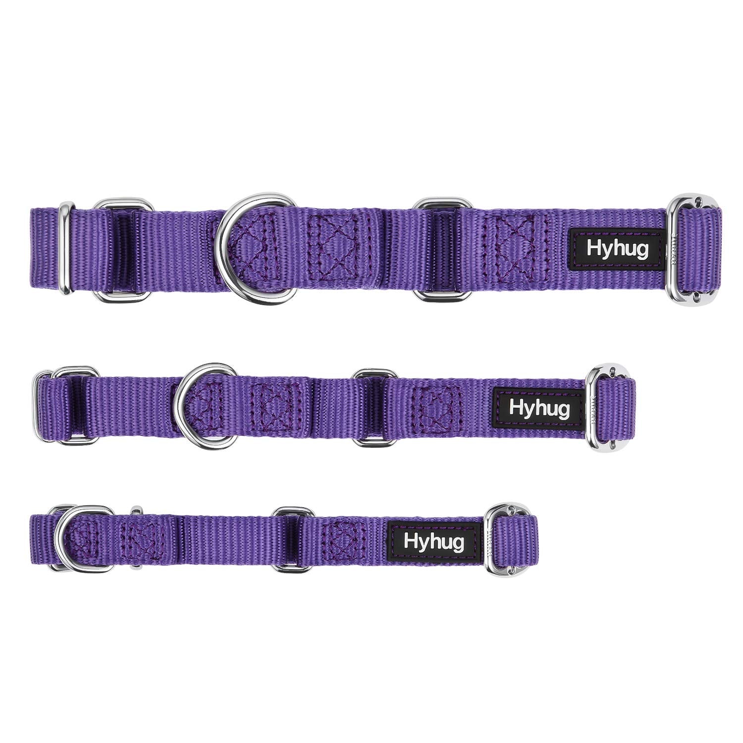 Hyhug Pets Premium Upgraded Heavy Duty Nylon Anti-Escape Martingale Collar For Boy And Girl Dogs Comfy And Safe - Professional Training, Daily Use Walking. (Medium, Ultra Violet)