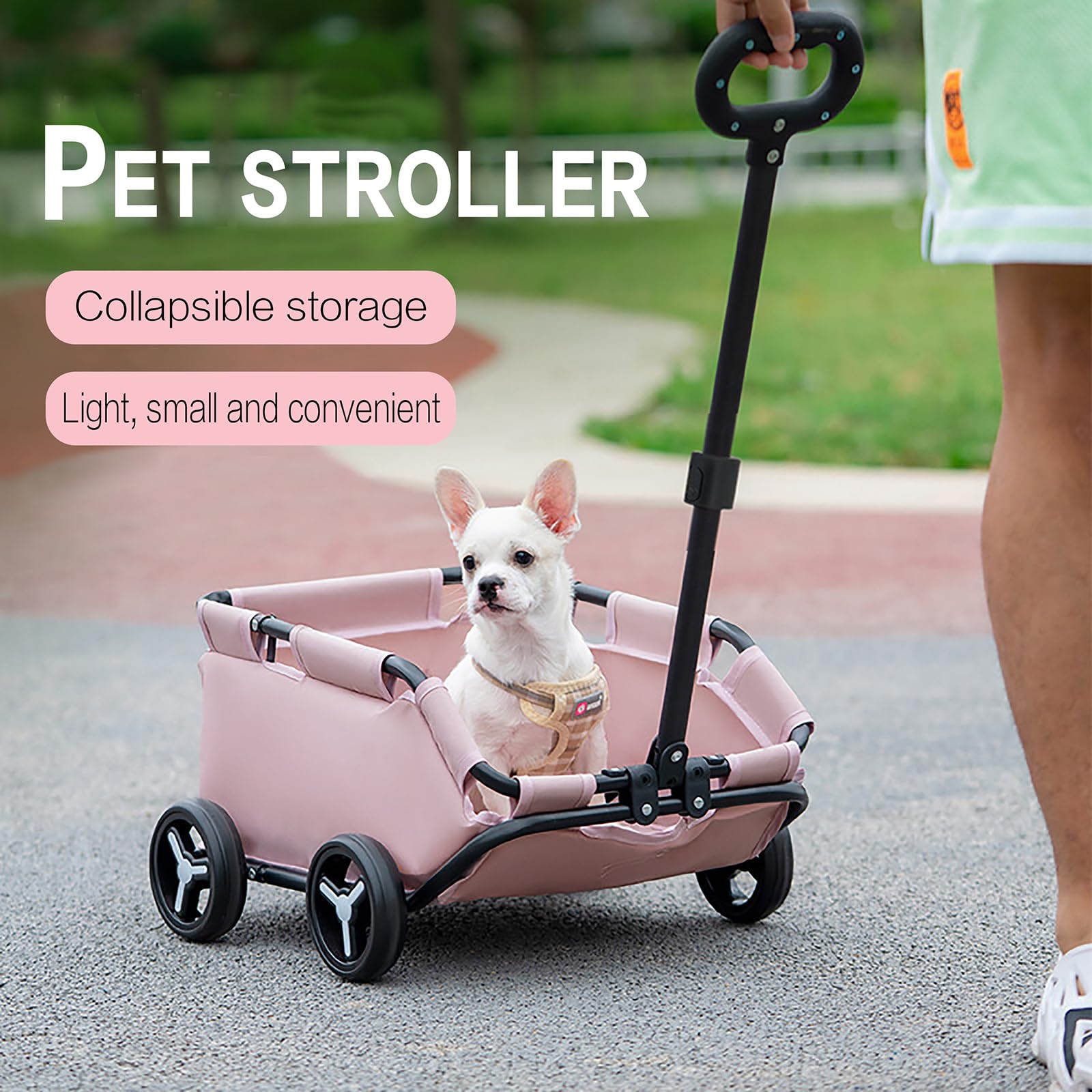 Dog Stroller 4 Wheels Folding Dog Cart Pet Stroller For Travelling Shopping Walking Playing For Small Dogs Cats (Plaid Green)