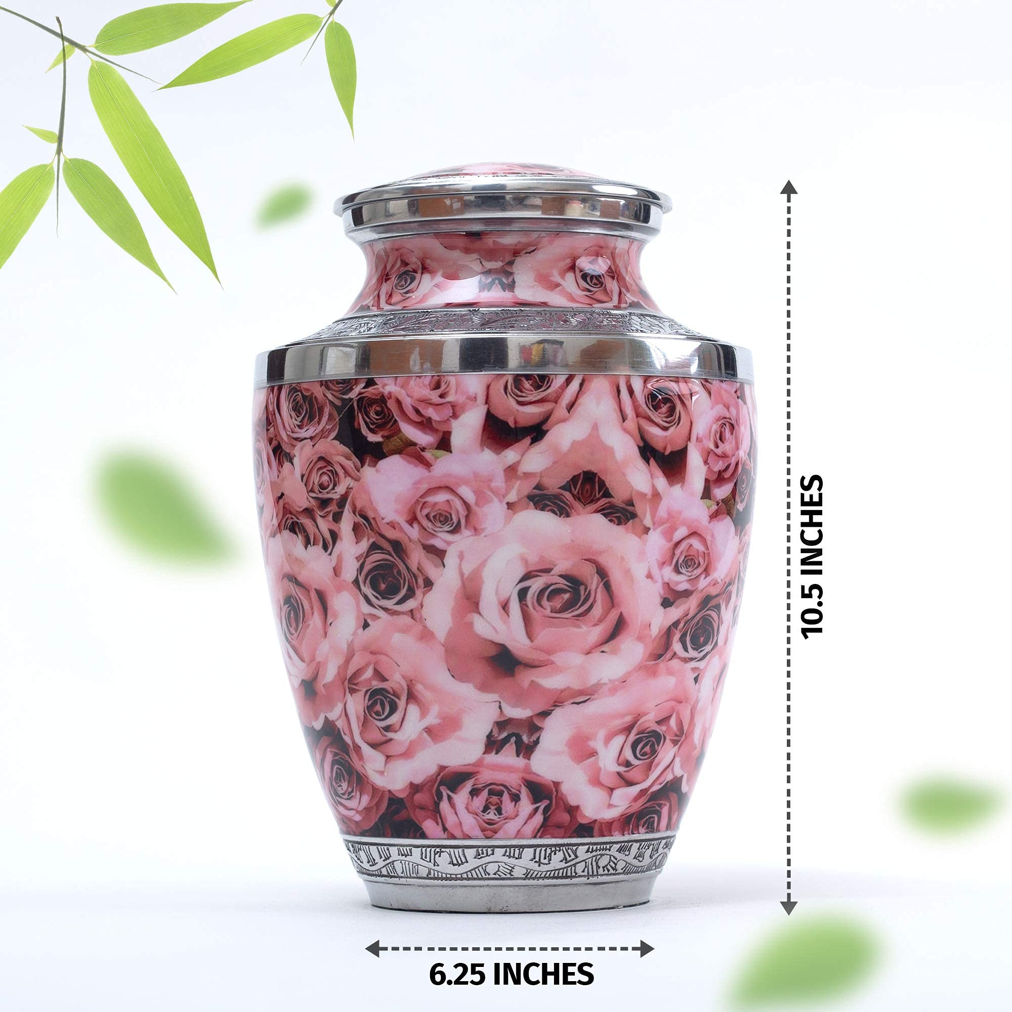 Bold & Divine Hand Painted Pink Rose Cremation Urn | Human Ashes Adult Memorial Urn, Burial, Funeral Cremation Urns |200 Cubic I