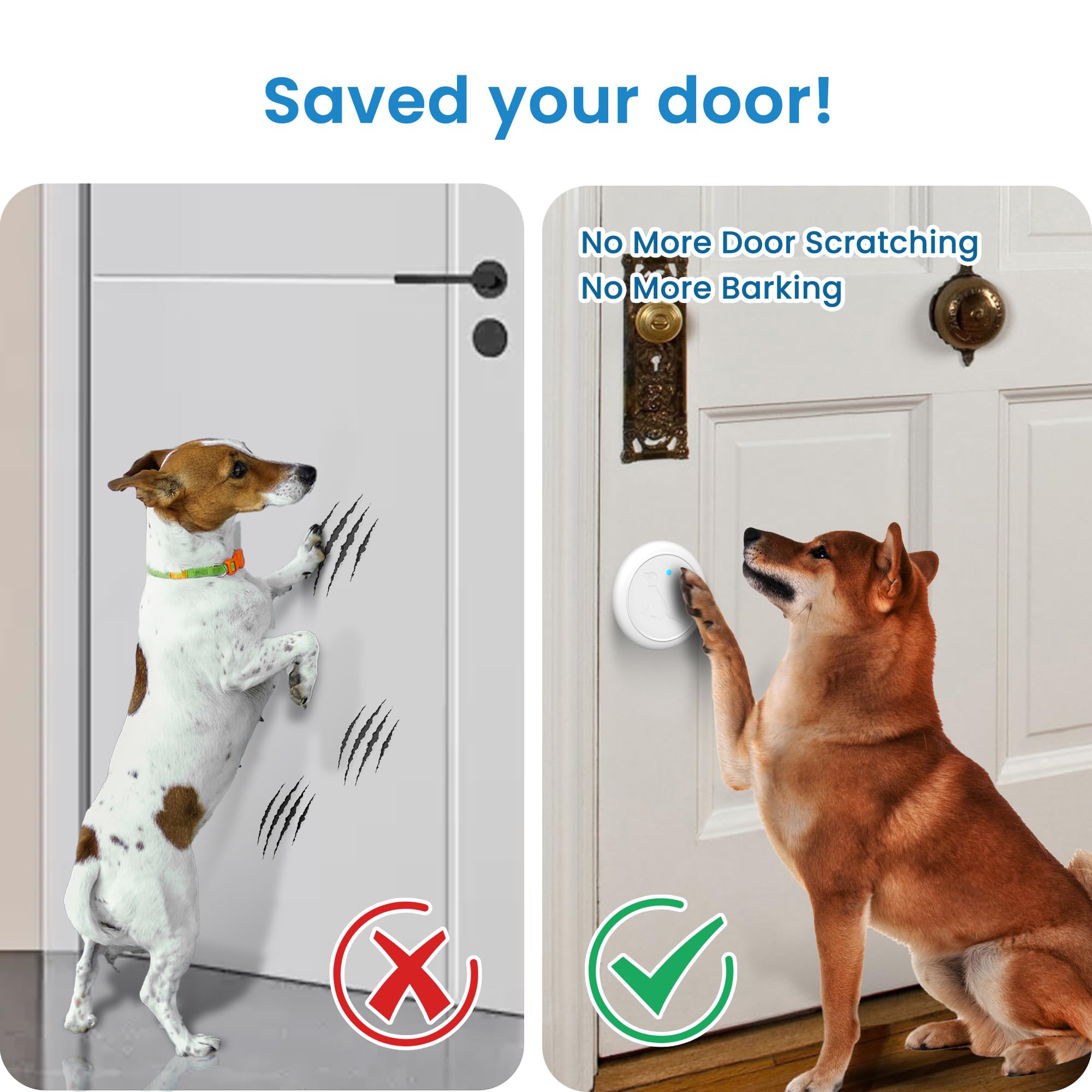 Hathever Add-On Wireless Dog Doorbell Transmitter With Large And Sensitive Touch Area, White