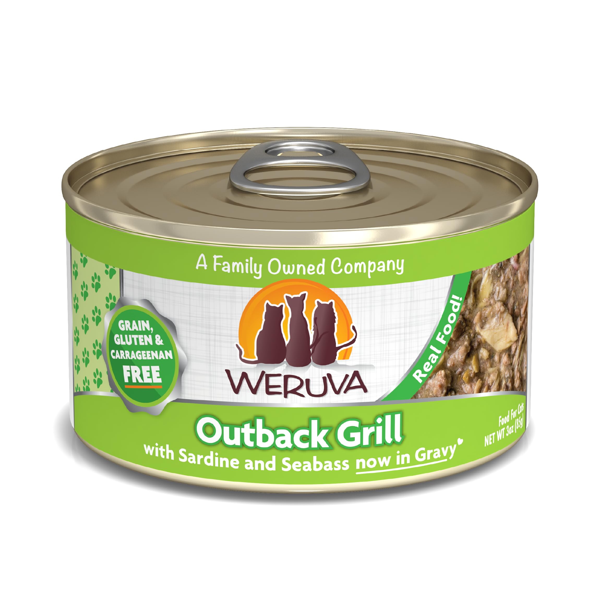 Weruva Classic Cat Food, Outback Grill with Sardine & Seabass in Gravy, 3oz Can (Pack of 24)