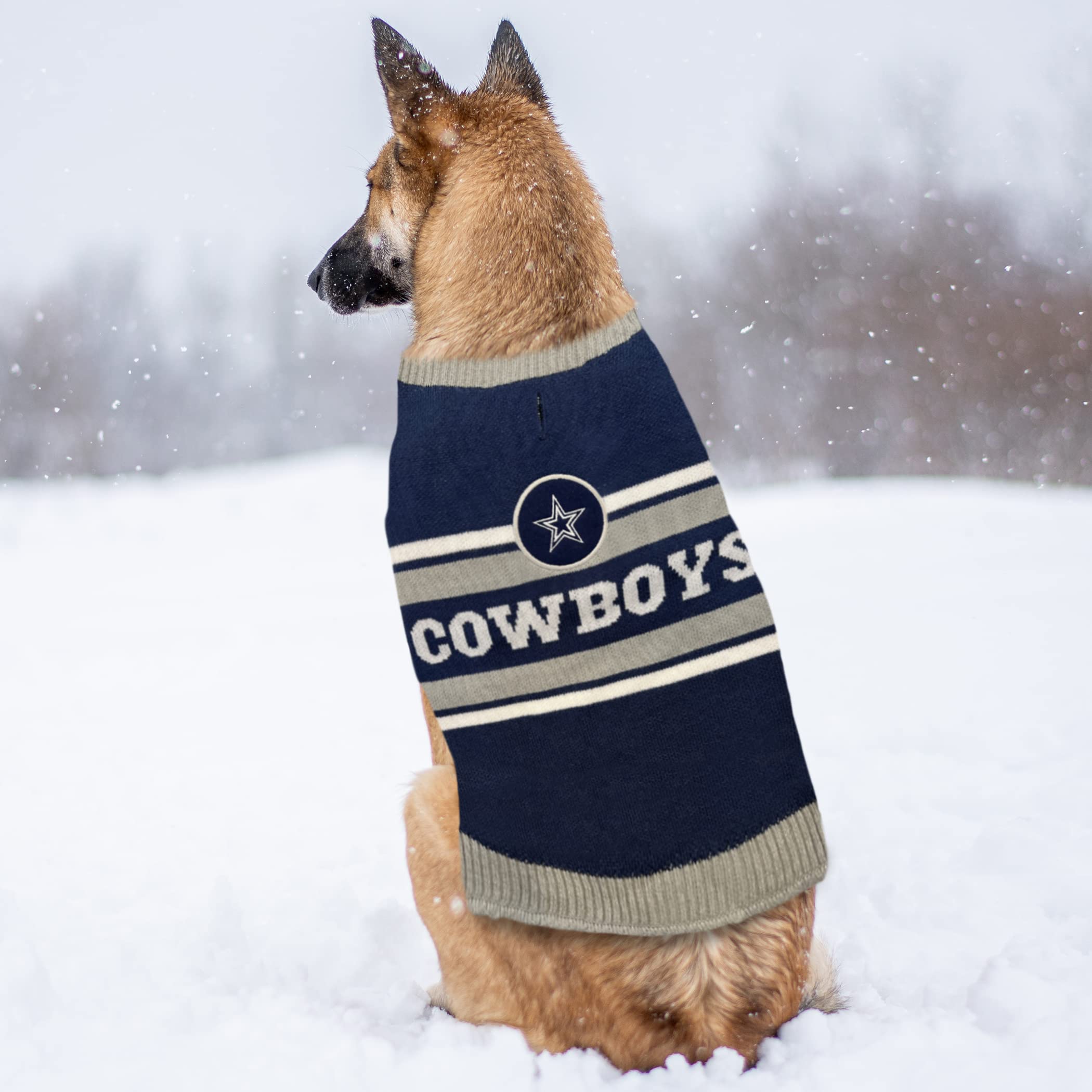 Nfl Dallas Cowboys Dog Sweater, Size Extra Small. Warm And Cozy Knit Pet Sweater With Nfl Team Logo, Best Puppy Sweater For Larg