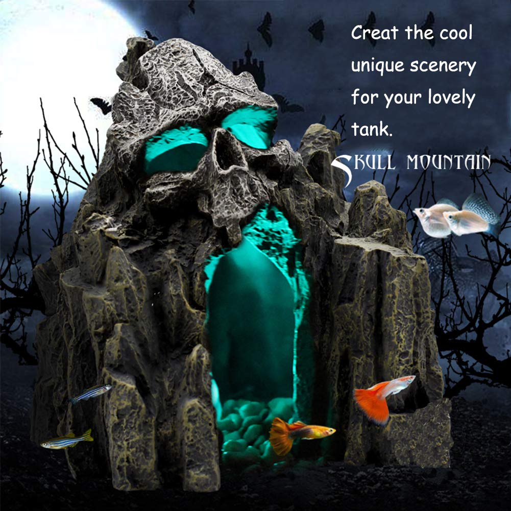 Ehc Skull Mountain Aquarium Ornament Fish Tank Decorations Small Terrain Scenery Decorations For Reptile Wargaming