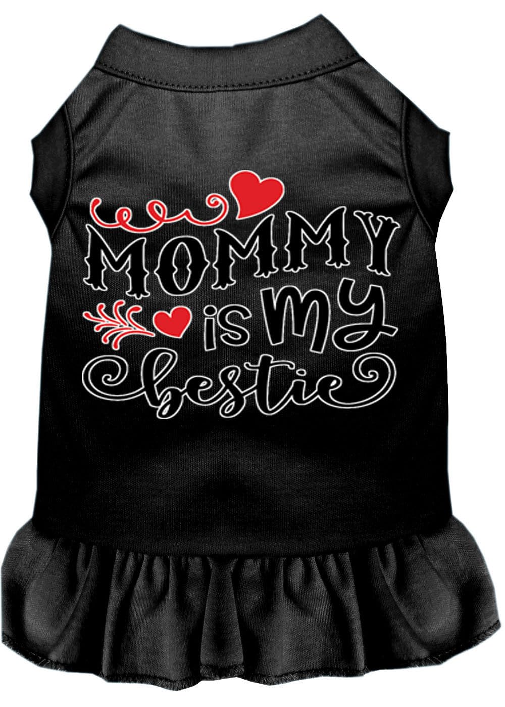 Pet Dog & Cat Dress Screen Printed, "Mommy Is My Bestie" Black 2XL (20-25 lbs.)