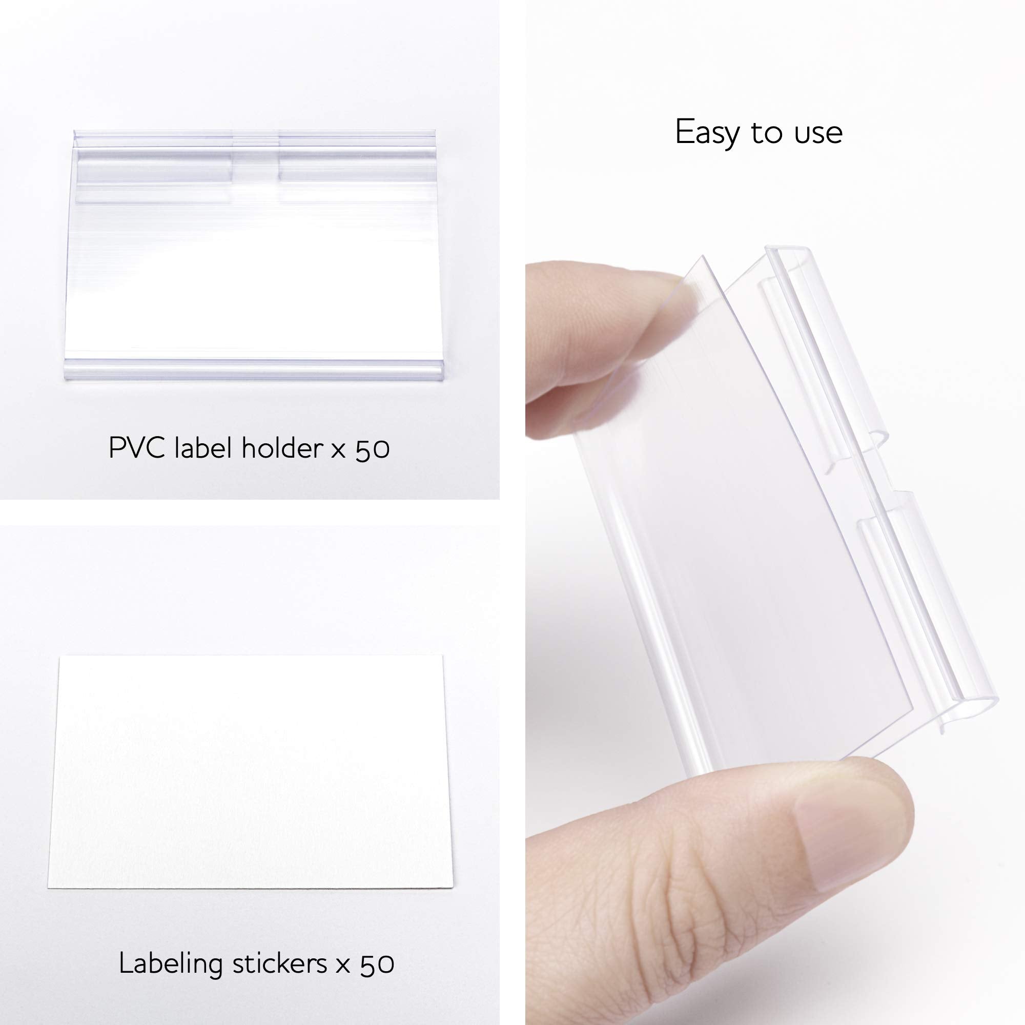50Pcs Labels For Storage Bins Plastic Label Clip, Basket Labels Clip On Wire Shelf Price Label Holder Merchandise Sign Display H