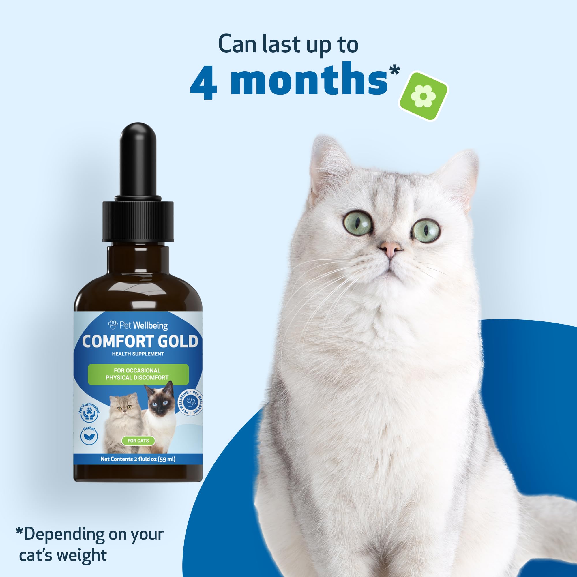 Pet Wellbeing Comfort Gold for Cats - Supports Feline Physical Comfort, Healthy Circulation, Corydalis, Turmeric - Veterinarian-