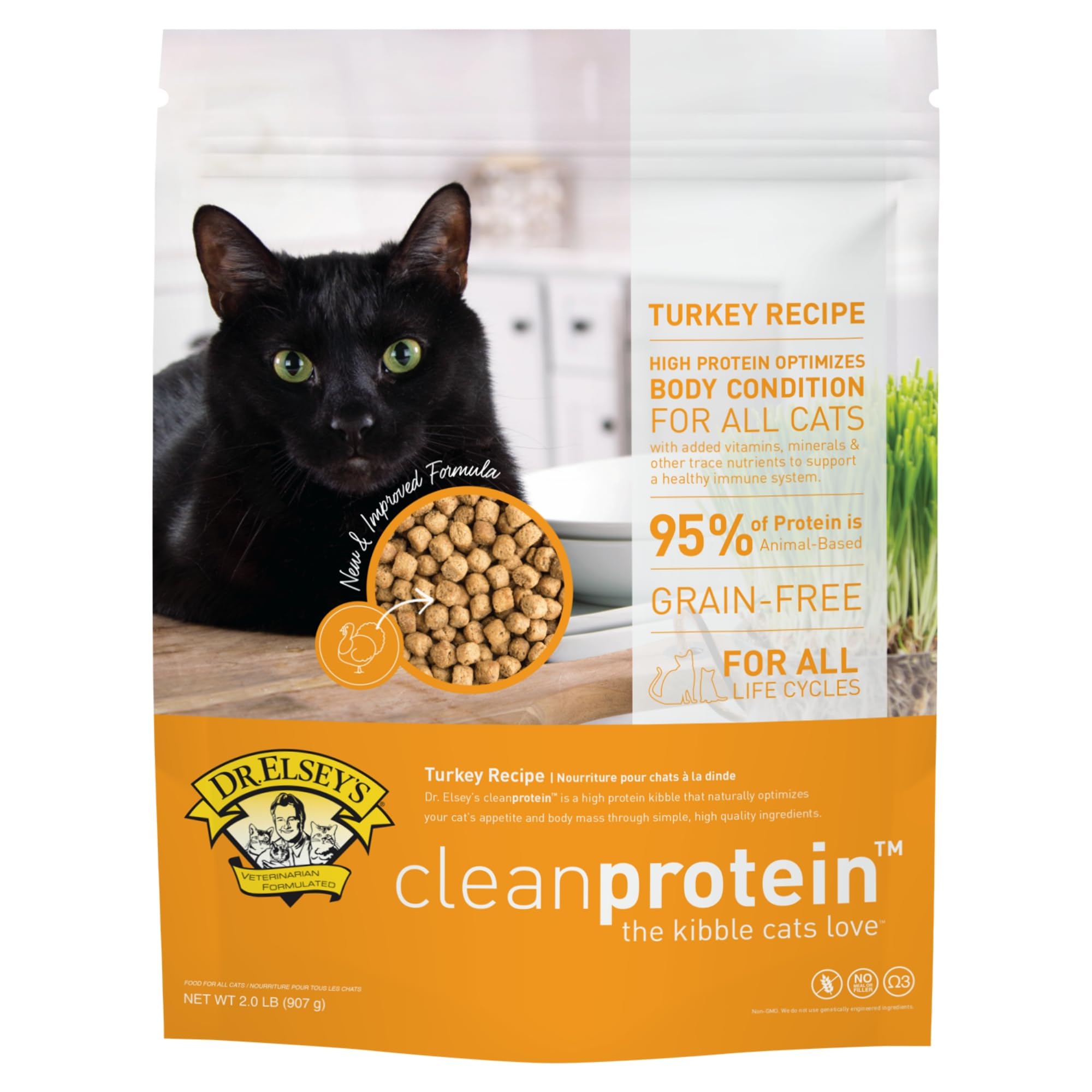 Dr. Elseys Clean Protein Turkey Dry Cat Food - Cat Kibble Dry Food for All Cats - Protein-Rich Healthy Cat Food w/Natural Ingre