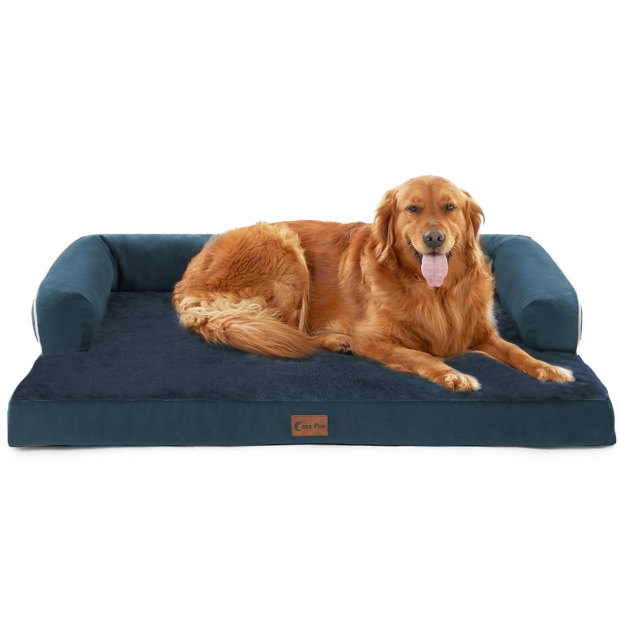 Casa Paw Orthopedic Dog Bed for Extra Large Dogs, Waterproof XLarge Memory Foam Couch Bed with Comfy Bolster, Removable Washable