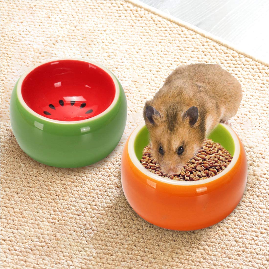 Hamiledyi Hamster Bowl,Ceramic Food Water Feeding Dish for Guinea Pigs Gerbil Mouse Rat Chinchilla Hedgehog Sugar Glider