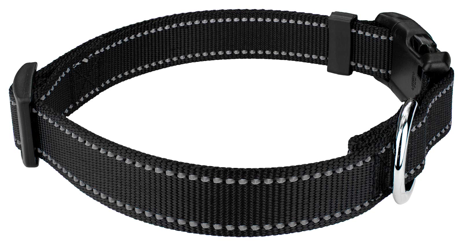 Country Brook Petz - 3/4 Inch Deluxe Black Reflective Nylon Dog Collar - Medium